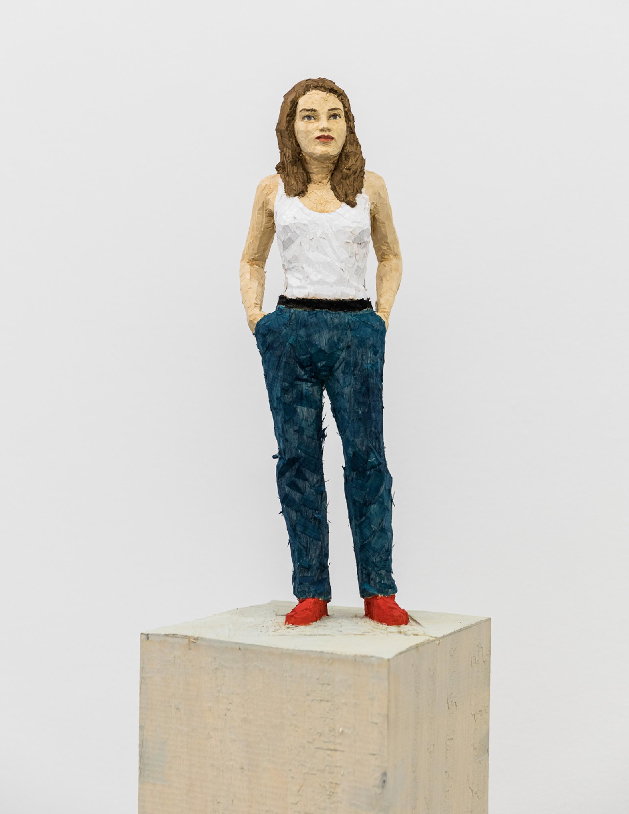 Exhibition View Stephan Balkenhol Soloshow (view on Woman in Jeans, 2019) at Mai 36, Zurich, 2019 / Courtesy: the artist and Mai 36