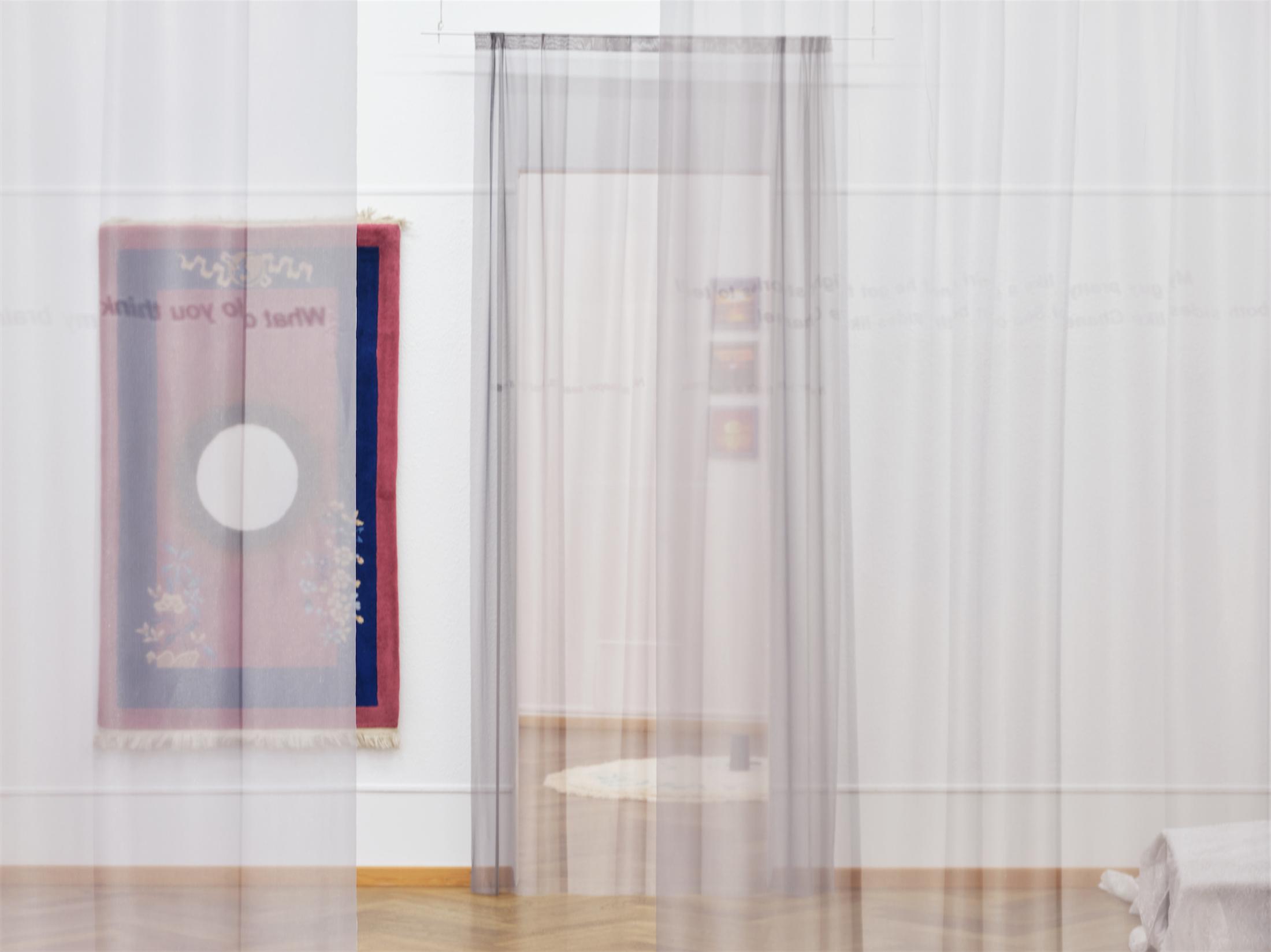 Exhibition View Group Show «Stitches. Home as Composition» at Krone Couronne, Biel/Bienne, 2022 / Photo: Nicolas Delaroche / Courtesy: the artists and Krone Couronne