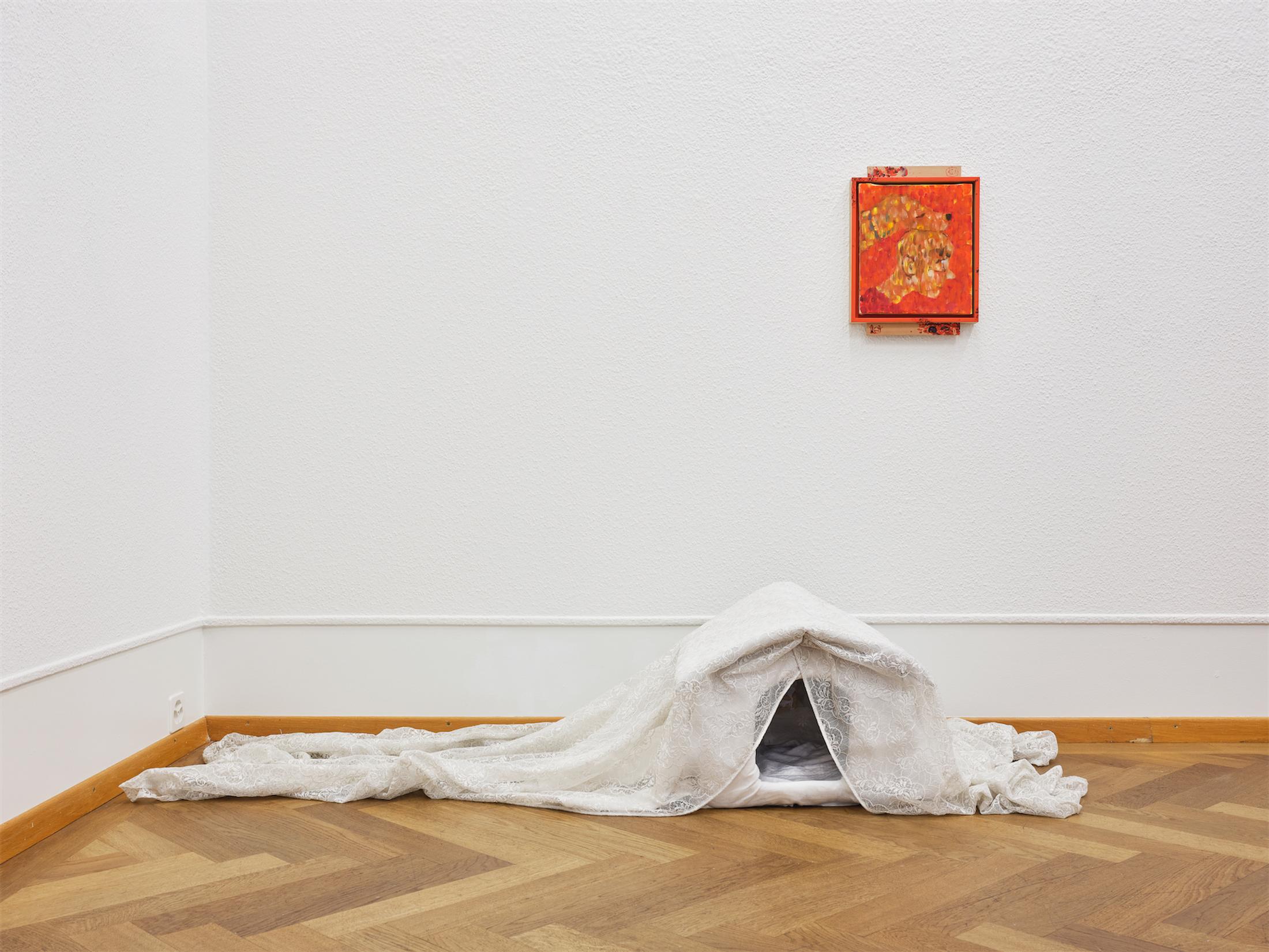 Exhibition View Group Show «Stitches. Home as Composition» at Krone Couronne, Biel/Bienne, 2022 / Photo: Nicolas Delaroche / Courtesy: the artists and Krone Couronne