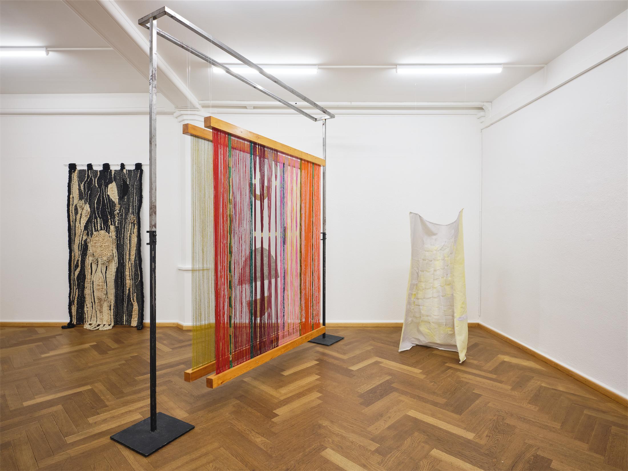 Exhibition View Group Show «Stitches. Home as Composition» at Krone Couronne, Biel/Bienne, 2022 / Photo: Nicolas Delaroche / Courtesy: the artists and Krone Couronne
