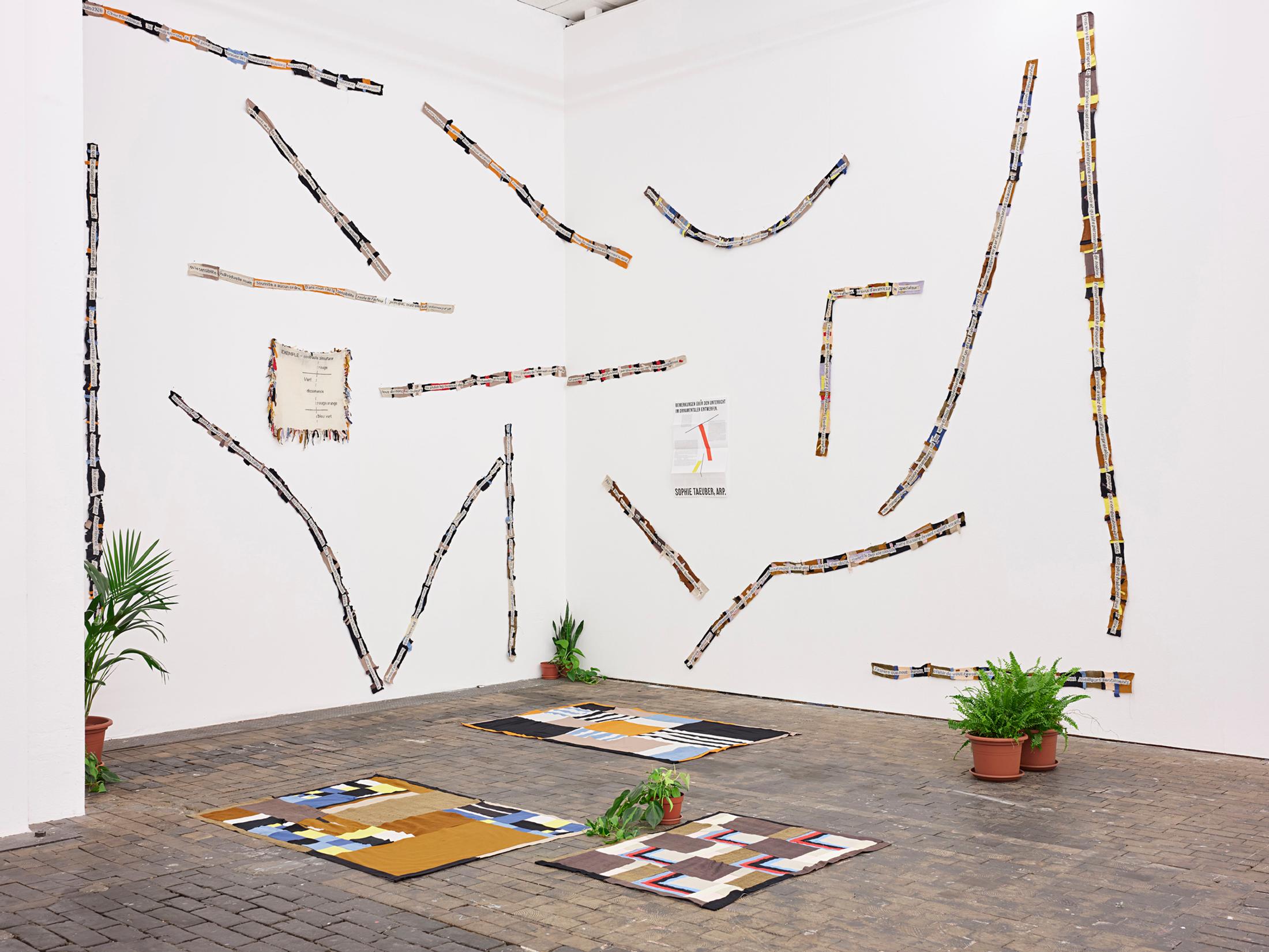 Exhibition View Group Show «Stitches: Scènes, corps, décors;  view on Céline Manz» at Le Commun, Geneva, 2021 / Photo: Nicolas Delaroche Studio / Courtesy: the artists and Le Commun