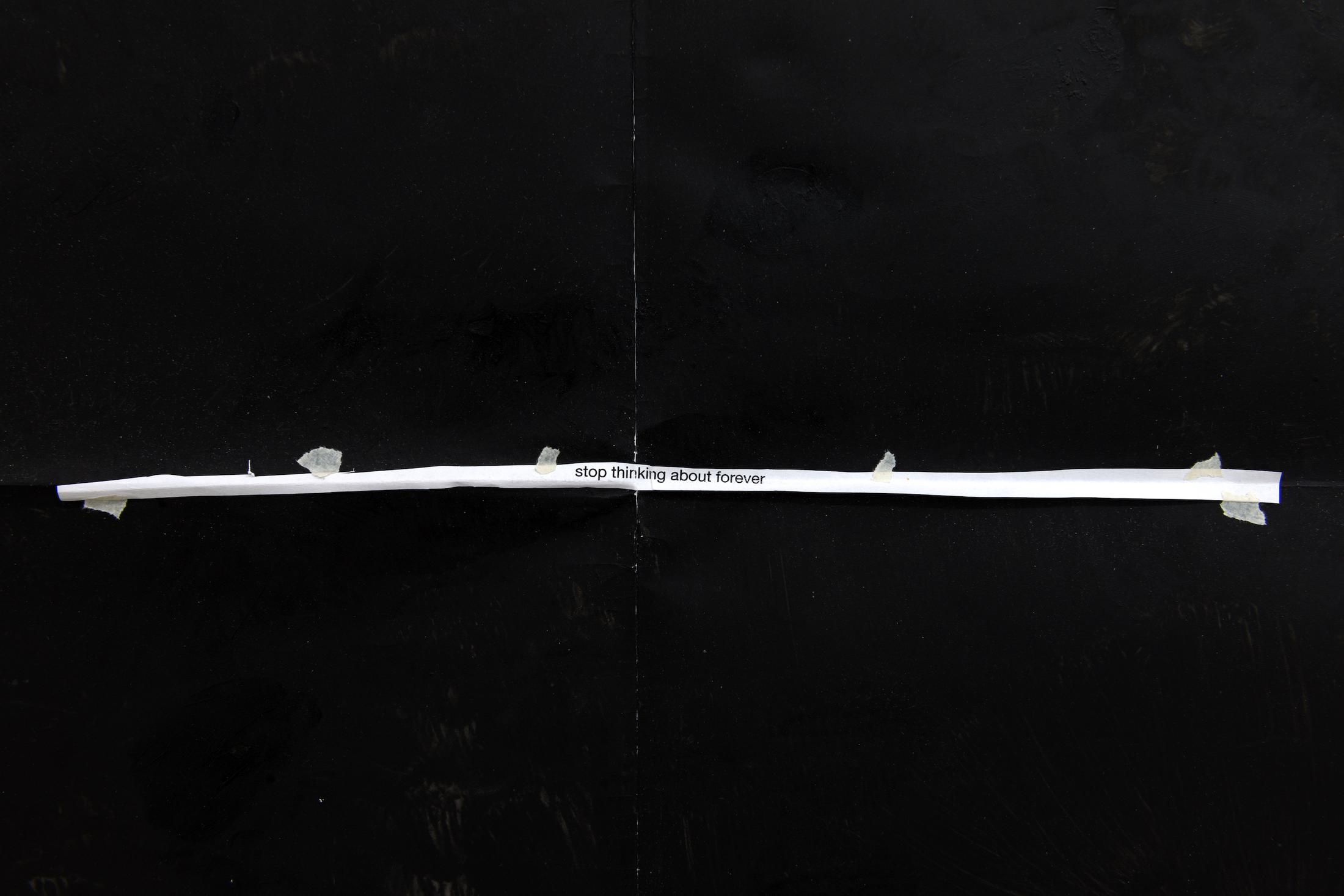 Exhibition View Group Show «Stop thinking about forever; view on Morten Knudsen, Stop thinking about forever, 2022, Paper, pencil, paint, 112 x 101 cm» at Hamlet, Zurich, 2022-2023 / Photo: Patrick Cipriani / Courtesy: the artists and Hamlet