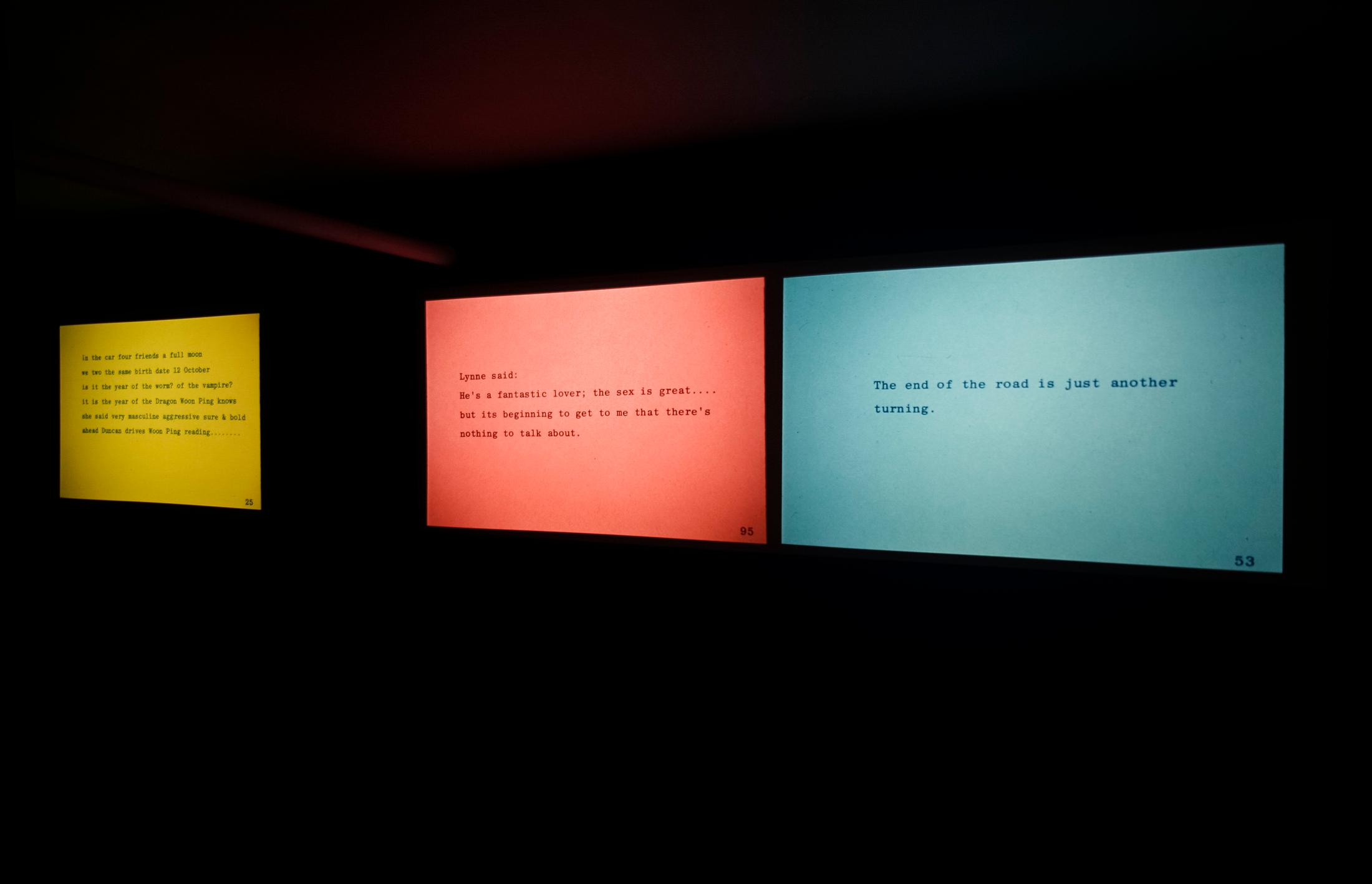 Exhibition View Groupshow «Structures of Feeling; view on Carolee Schneemann, ABC - We Print Anything - In the Cards, 1976» at Galerie Maria Bernheim, Zurich, 2020 / Photo: Annik Wetter / Courtesy: the artists and Galerie Maria Bernheim