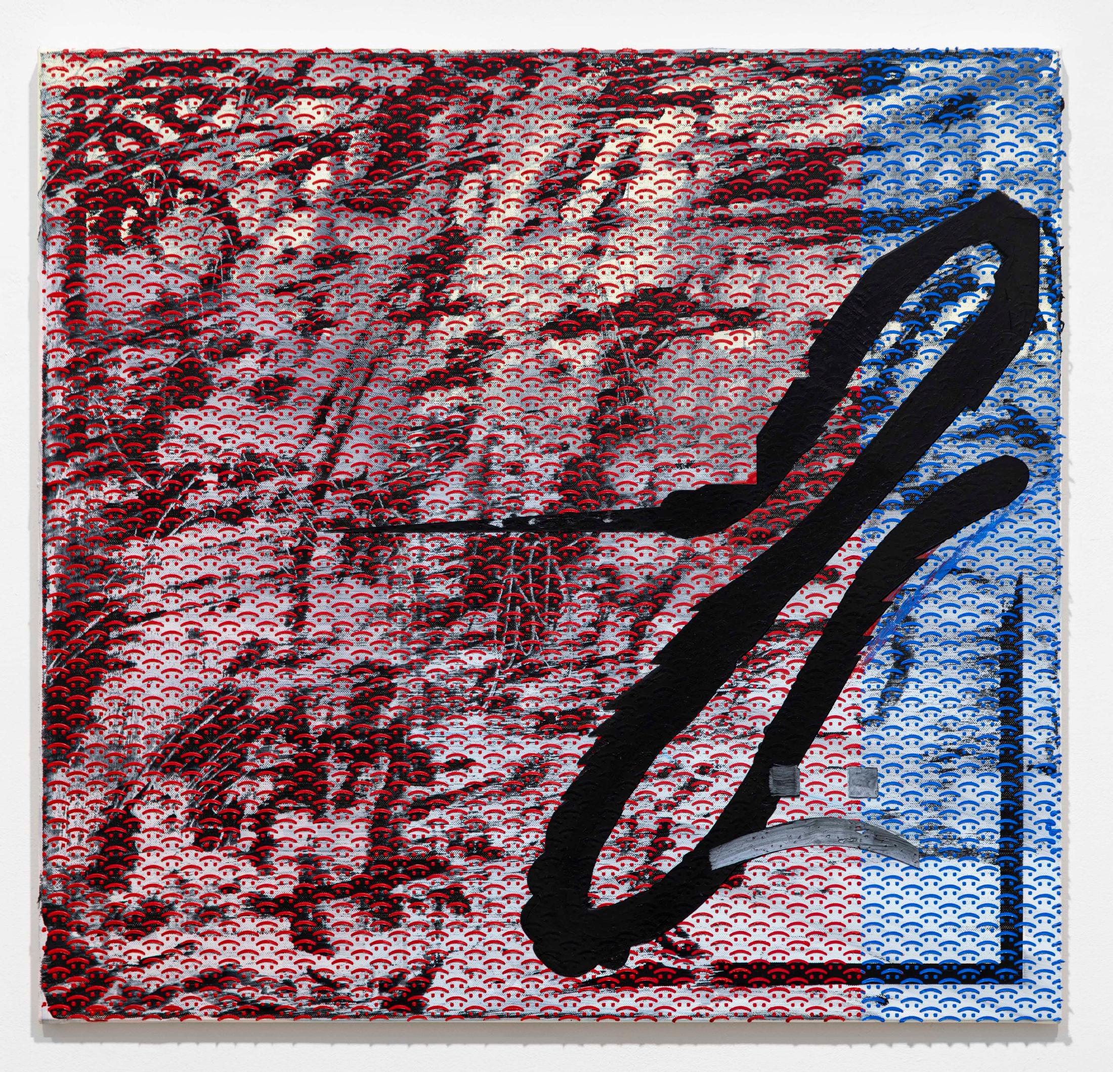 Exhibition View Groupshow «Structures of Feeling; view on Jacqueline Humphries, Untitled, 2020» at Galerie Maria Bernheim, Zurich, 2020 / Photo: Annik Wetter / Courtesy: the artists and Galerie Maria Bernheim