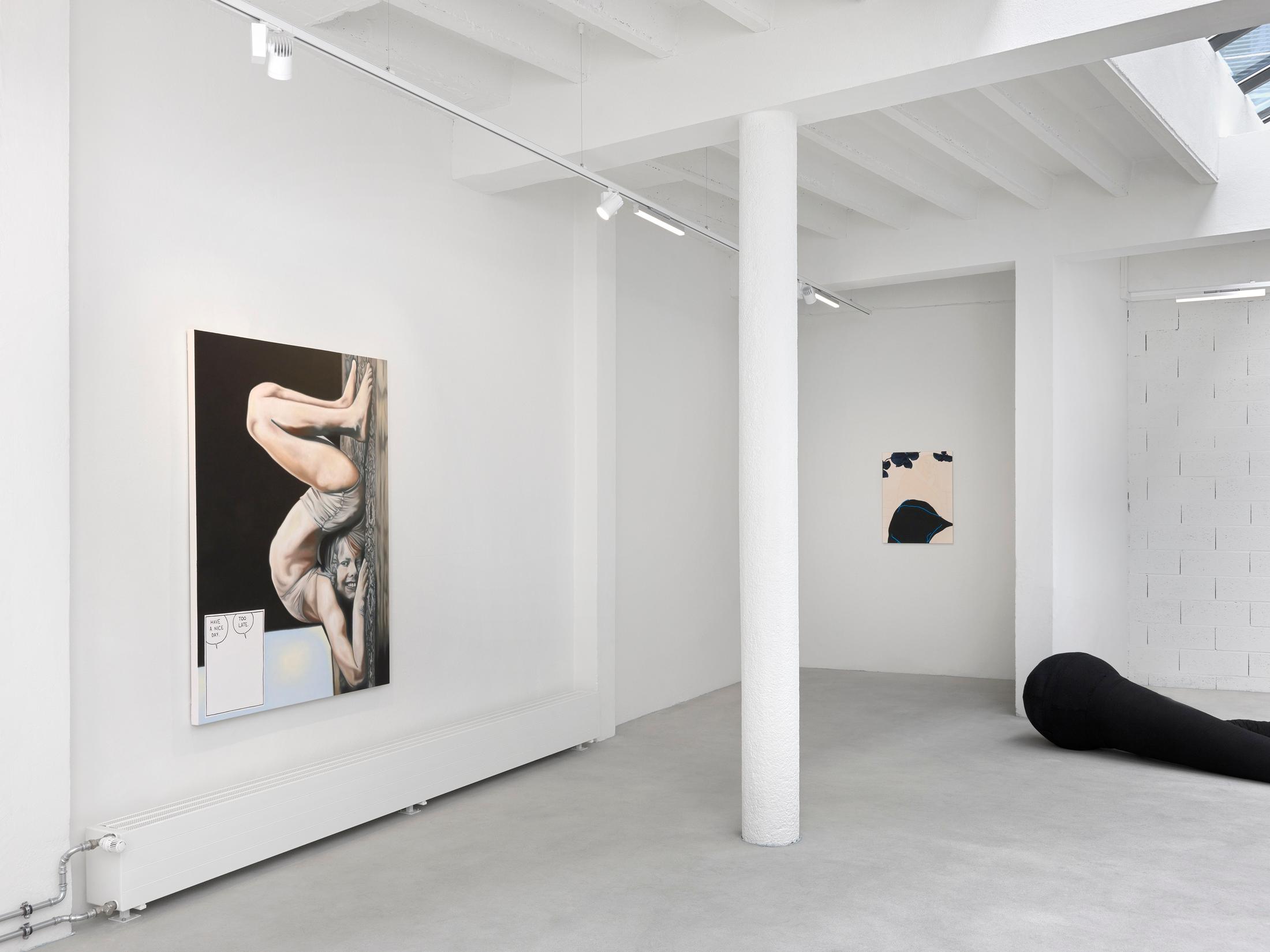 Exhibition View Groupshow «Swiss Made, Chapter II; view on Yoan Mudry, Schizophrenic Values, 2019, David Weishaar, Fleur de Garçon, 2019, Yoan Mudry, Silent Organs, 2016» at Ribordy Thetaz, Geneva, 2020 / Photo: Annik Wetter / Courtesy: the artists and Ribordy Thetaz