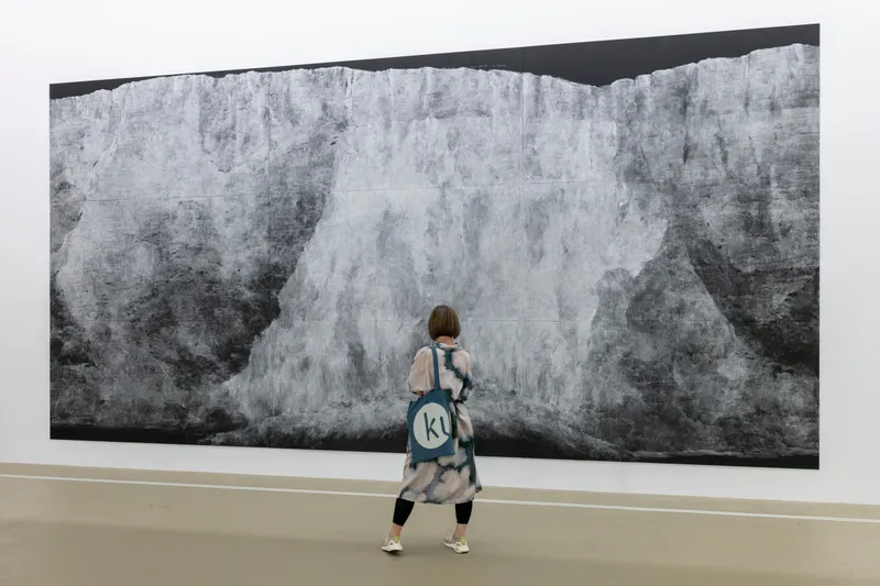 Exhibition View Tacita Dean Solo Show «Antigone; view on Tacita Dean, Chalk Fall, 2018» at Kunstmuseum Basel, 2021-2022 / Photo: Julian Salinas / Courtesy: the artist, Frith Street Gallery, London and Marian Goodman Gallery, New York/Paris