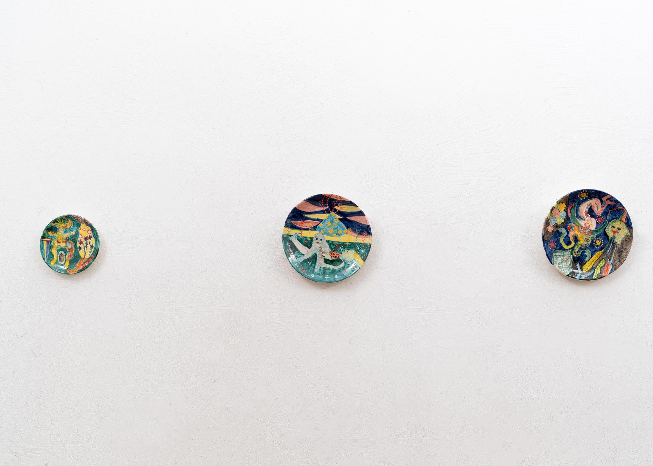 Exhibition View Group Show «TARANTULA; view on Beatrice Celli, Piatti, series, 2020, (detail)» at Sonnenstube, Lugano, 2020 / Courtesy: the artist and Sonnenstube