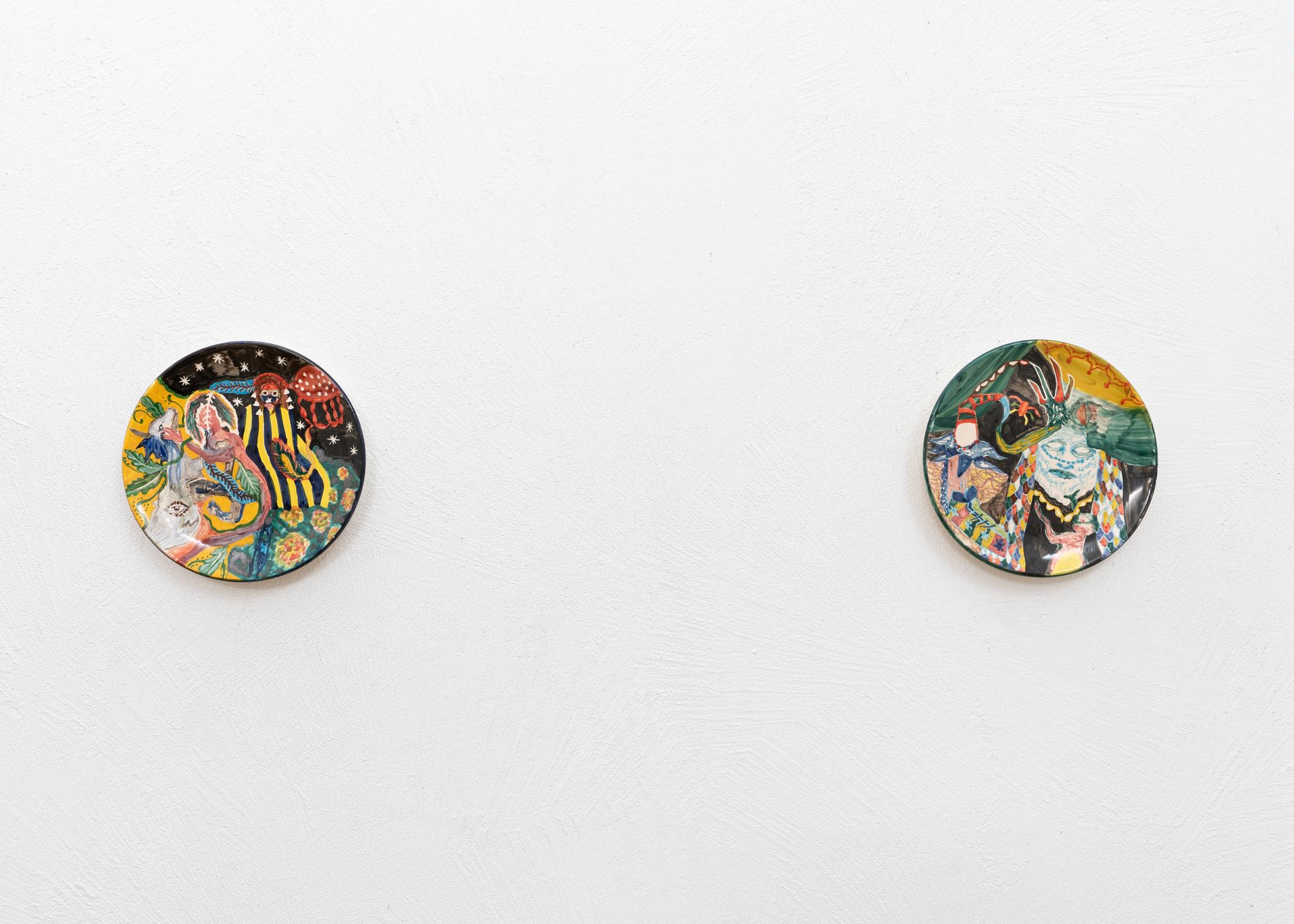 Exhibition View Group Show «TARANTULA; view on Beatrice Celli, Piatti, series, 2020, (detail)» at Sonnenstube, Lugano, 2020 / Courtesy: the artist and Sonnenstube