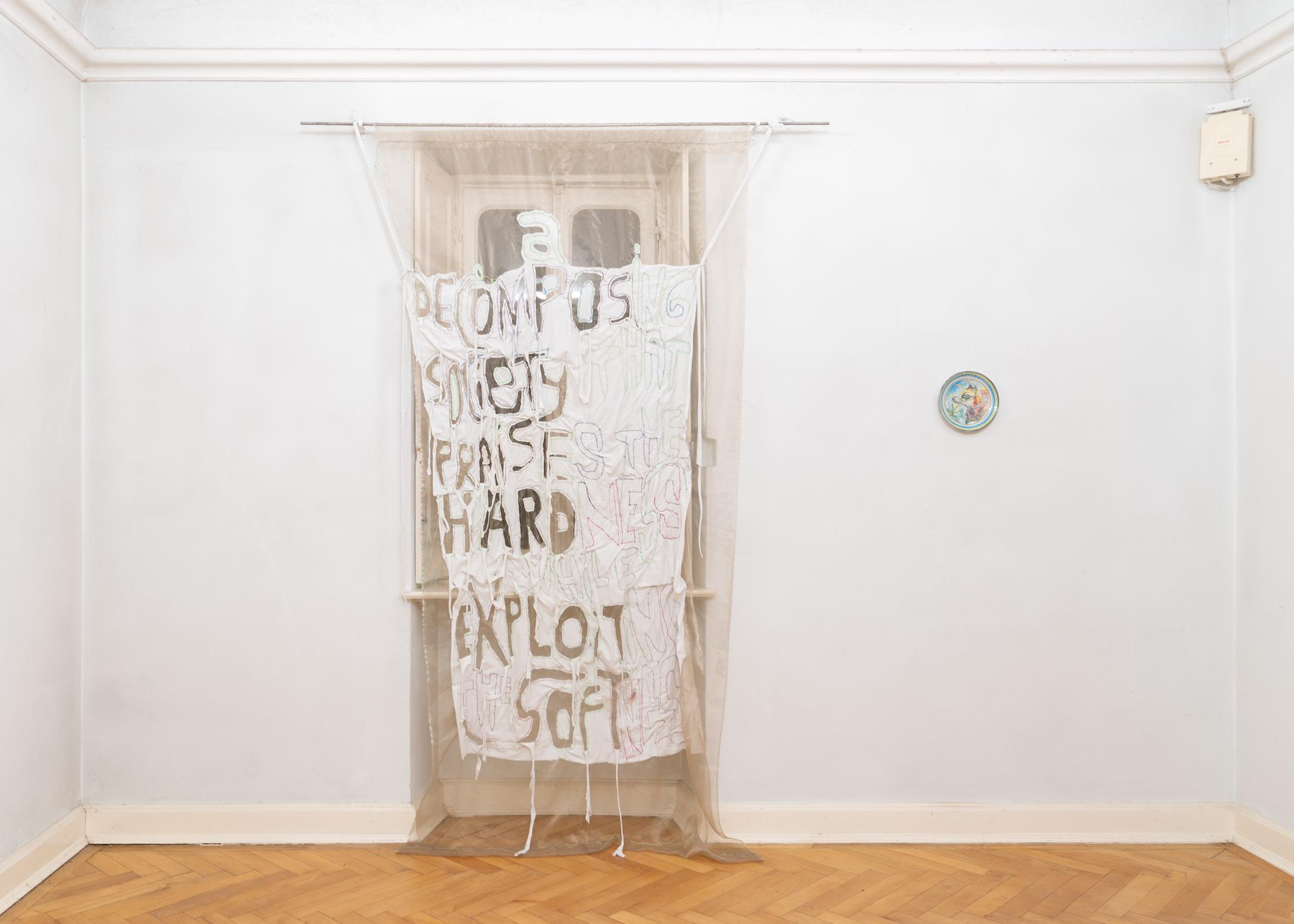 Exhibition View Group Show «TARANTULA; view on Derek MF DiFabio, BARK, 2020» at Sonnenstube, Lugano, 2020 / Courtesy: the artist and Sonnenstube