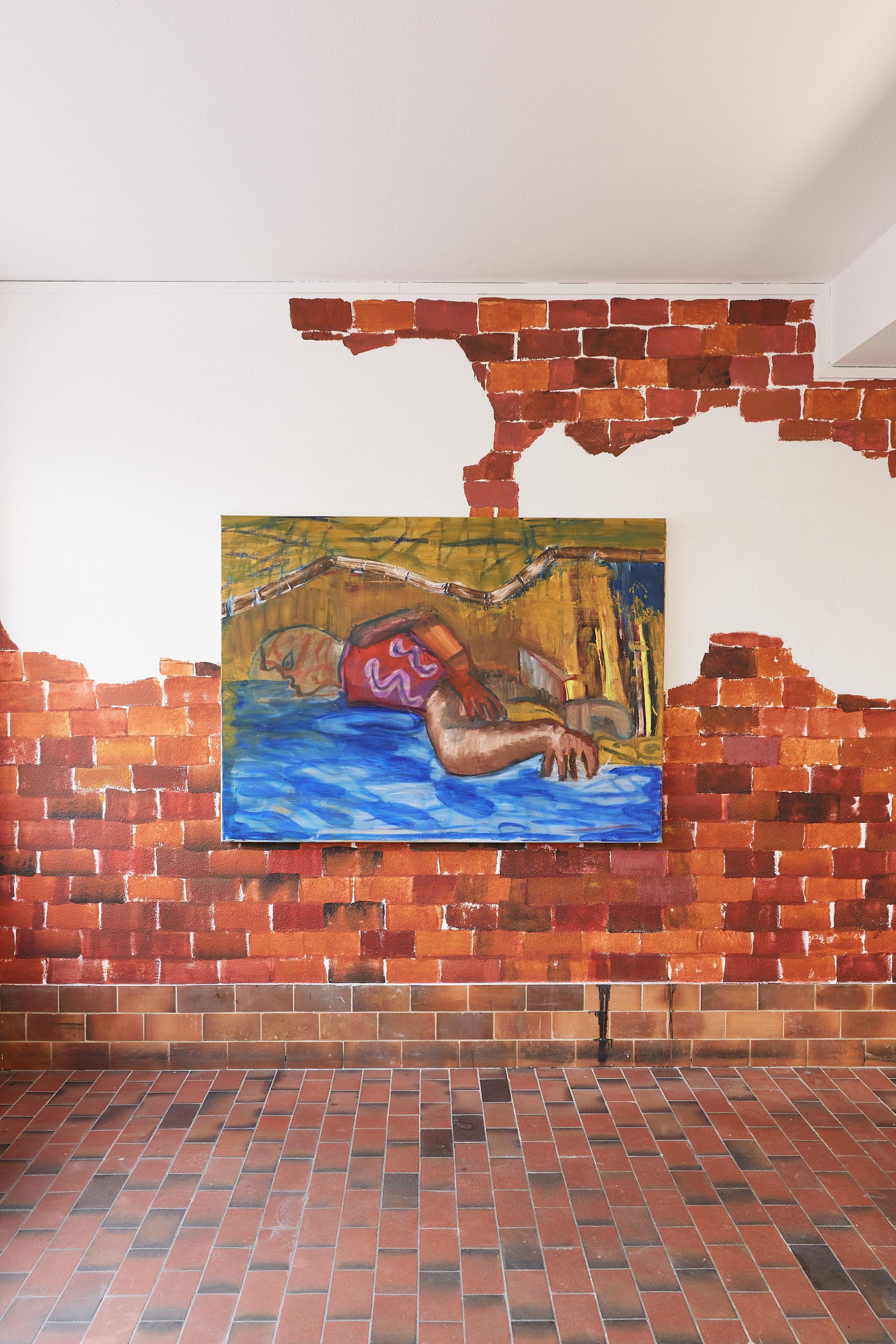 Exhibition View Tatjana Gerhard Solo Show «Schutzwall; view on Tatjana Gerhard, Verhängnis, 2022» at Mayday, Basel, 2022 / Photo: Moritz Schermbach / Courtesy: the artist and Mayday