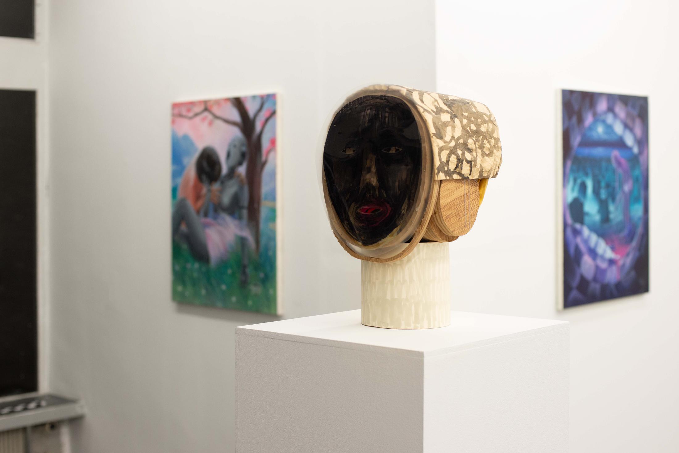 Exhibition View Groupshow «TGC – curated by XYZ Collective; view on Koji Nakano, Face, 2011» at Weiss Falk, Basel, 2020 / Photo: Flavio Karrer / Courtesy: the artists and Weiss Falk
