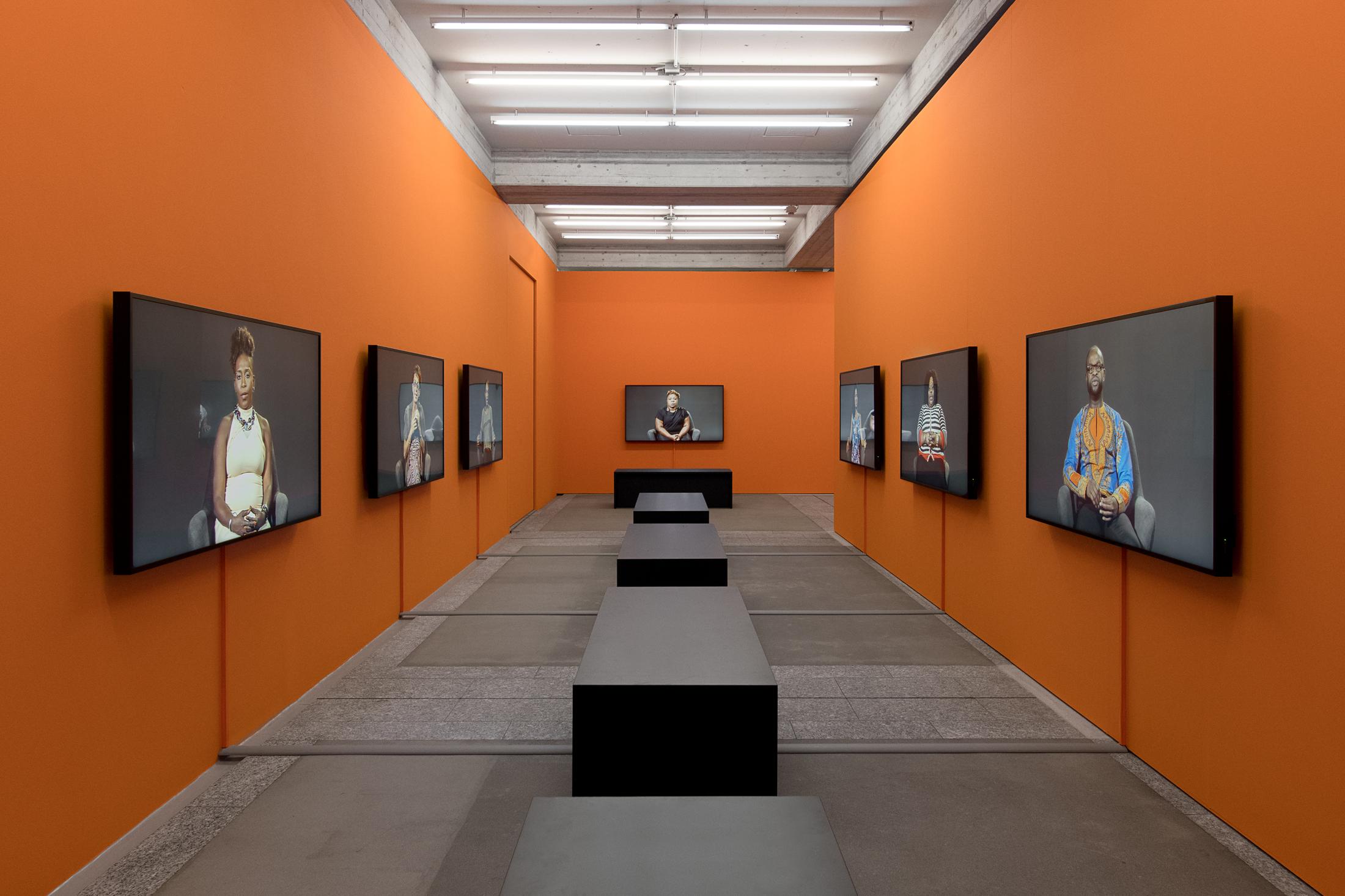 Exhibition View Groupshow «The Humans; view on Candice Breitz, TLDR, 2017» / Photo: Sebastian Stalder / Courtesy: the artist and KOW, Berlin