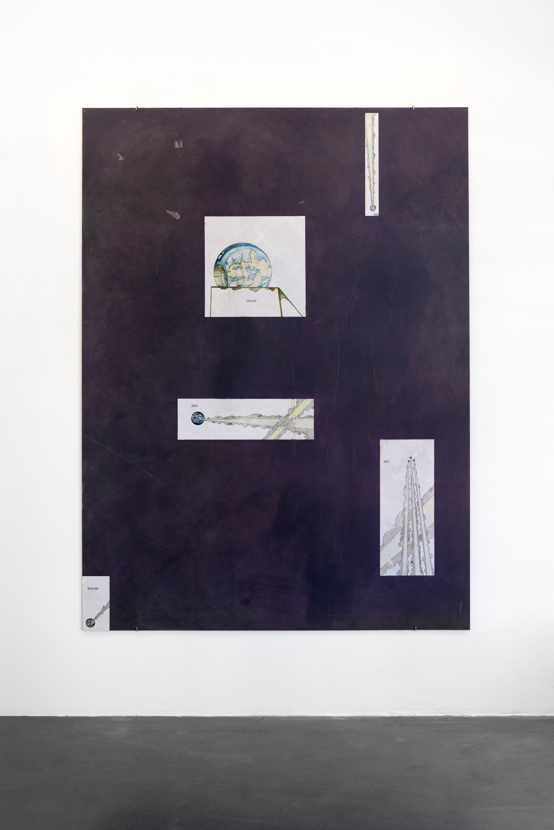 Exhibition View Timothée Calame and Alan Schmalz Soloshow «Affinities ; view on Technodromes II (Vos envies sont nos besoins), 2019» at Weiss Falk, Basel, 2019 / Photo: Flavio Karrer / Courtesy: the artists and Weiss Falk