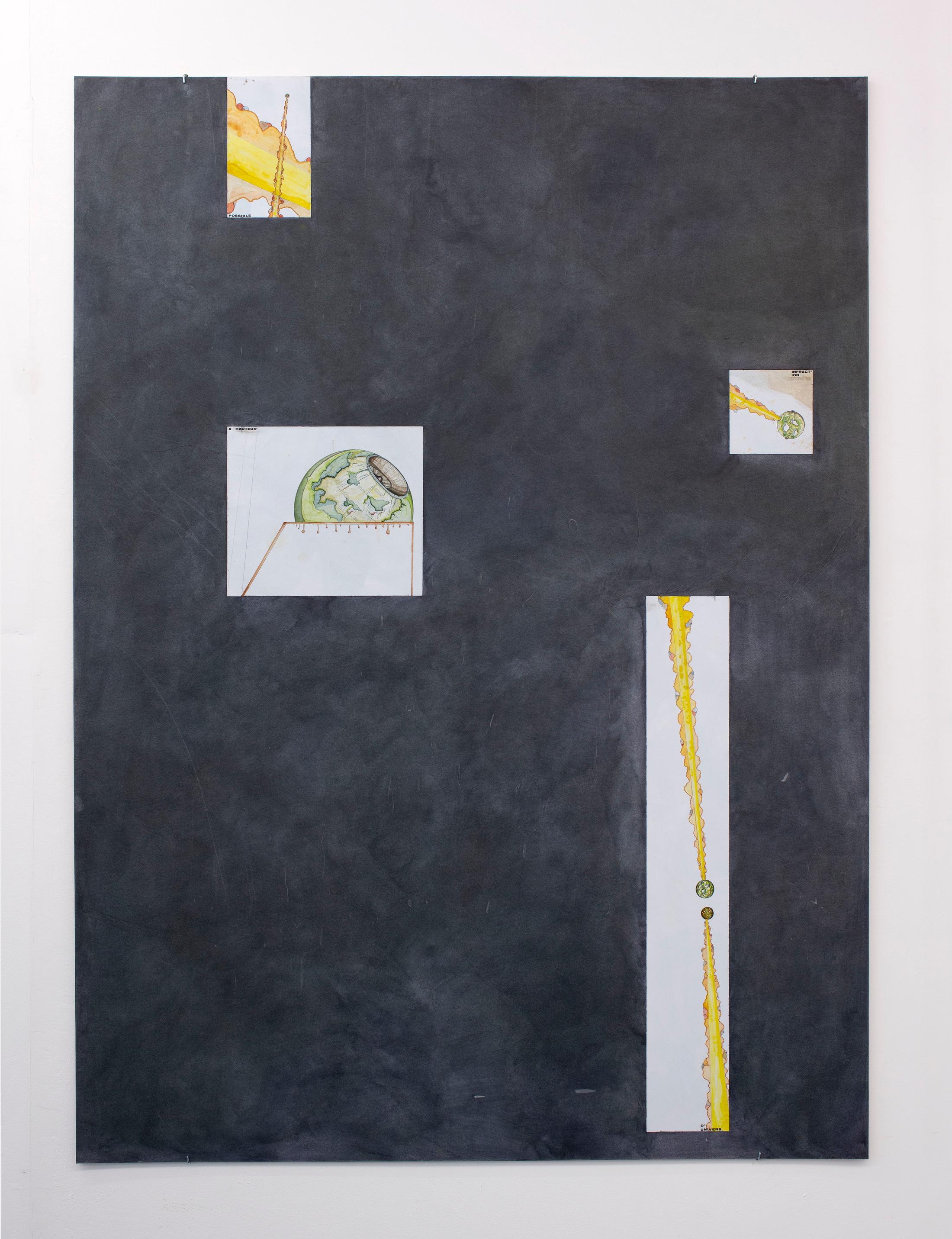 Exhibition View Timothée Calame and Alan Schmalz Soloshow «Affinities ; view on Technodromes IV (Possible infraction a hauteur d‘univers), 2019» at Weiss Falk, Basel, 2019 / Photo: Flavio Karrer / Courtesy: the artists and Weiss Falk