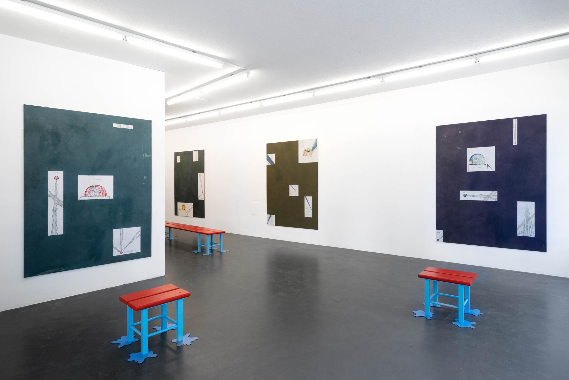 Exhibition View Timothée Calame and Alan Schmalz Soloshow «Affinities» at Weiss Falk, Basel, 2019 / Photo: Flavio Karrer / Courtesy: the artists and Weiss Falk
