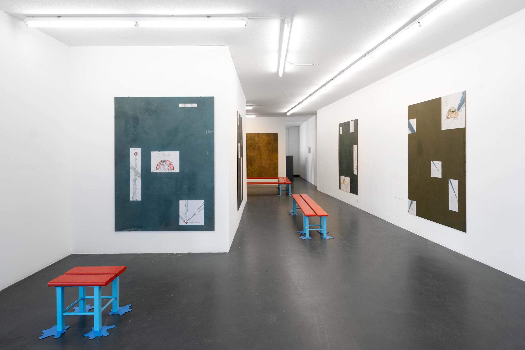 Exhibition View Timothée Calame and Alan Schmalz Soloshow «Affinities» at Weiss Falk, Basel, 2019 / Photo: Flavio Karrer / Courtesy: the artists and Weiss Falk