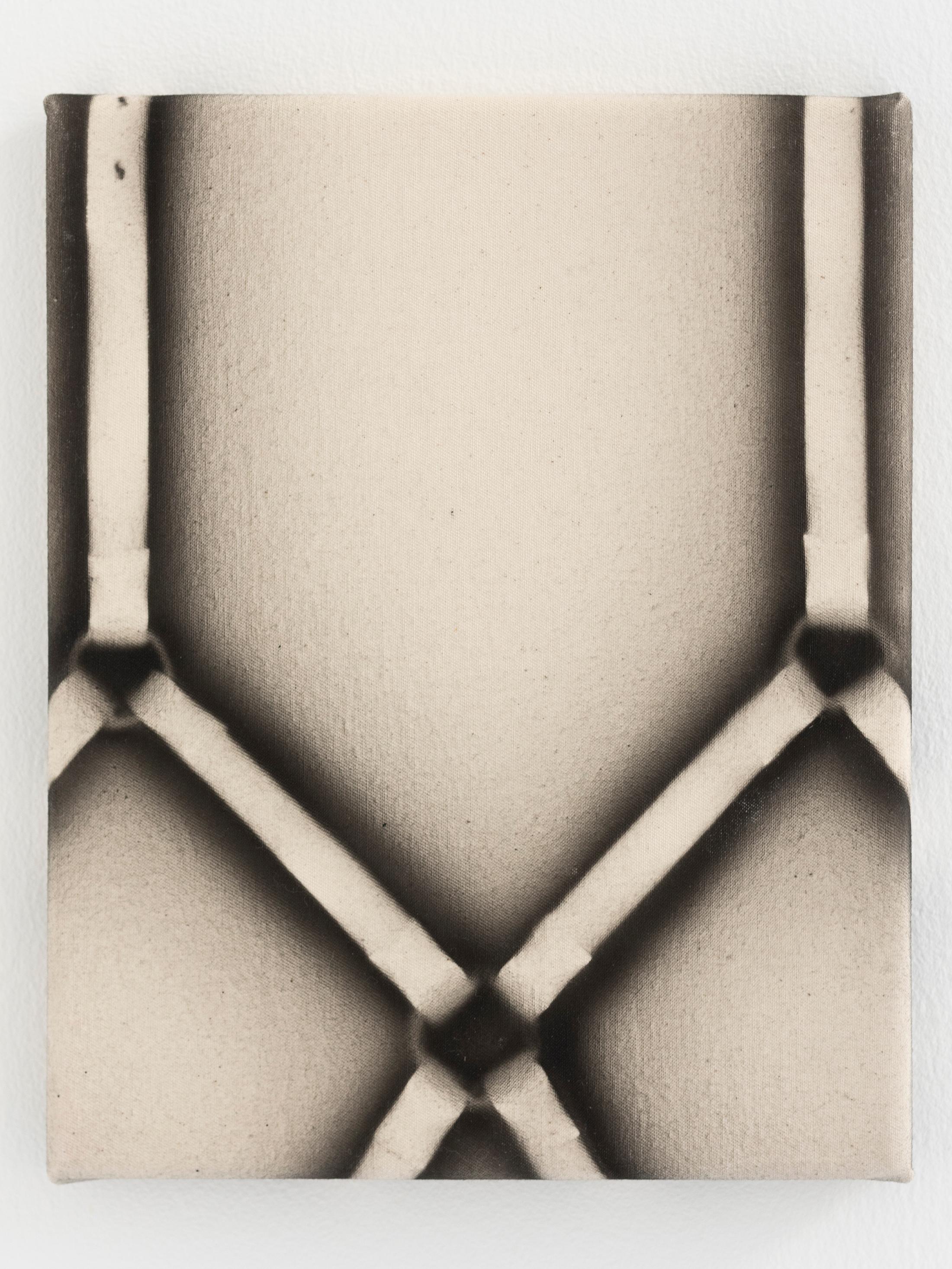 Exhibition View Group Show «Toast; view on Christelle Kahla, Cold heart, spray on canvas, 30 x 24 cm, 2023» at A. Romy Gallery, Zurich, 2023 / Photo: Philip Frowein / Courtesy: the artist and A. Romy Gallery