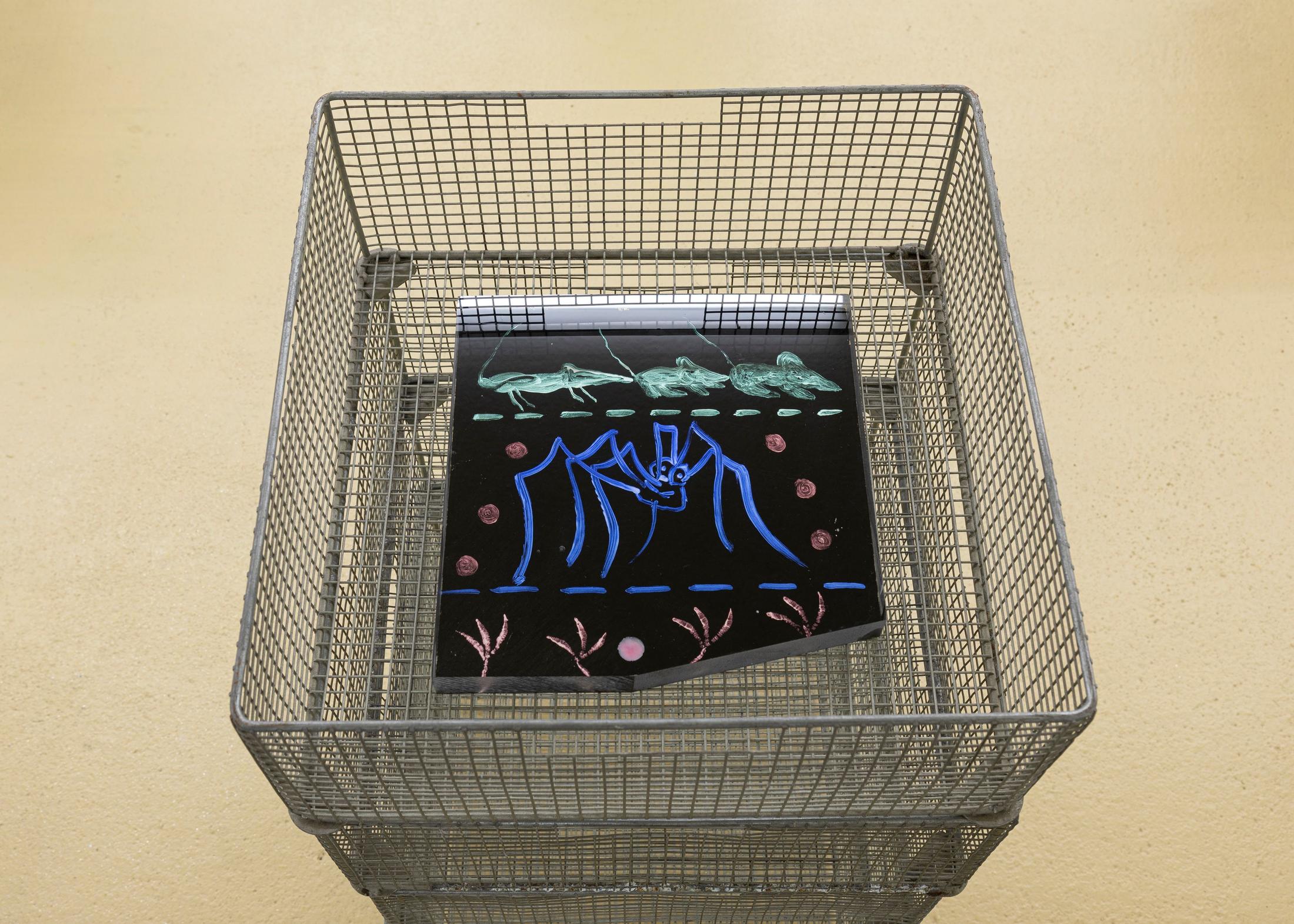 Exhibition View Group Show «true grid irl; view on Josse Bailly, Broken piece, 2020, 26 x 26 x 2 cm, acrylic paint on plexiglass» at unanimous consent, Zurich-Oerlikon, 2020 / Photo: Michal Florence Schorro / Courtesy: the artists and unanimous consent