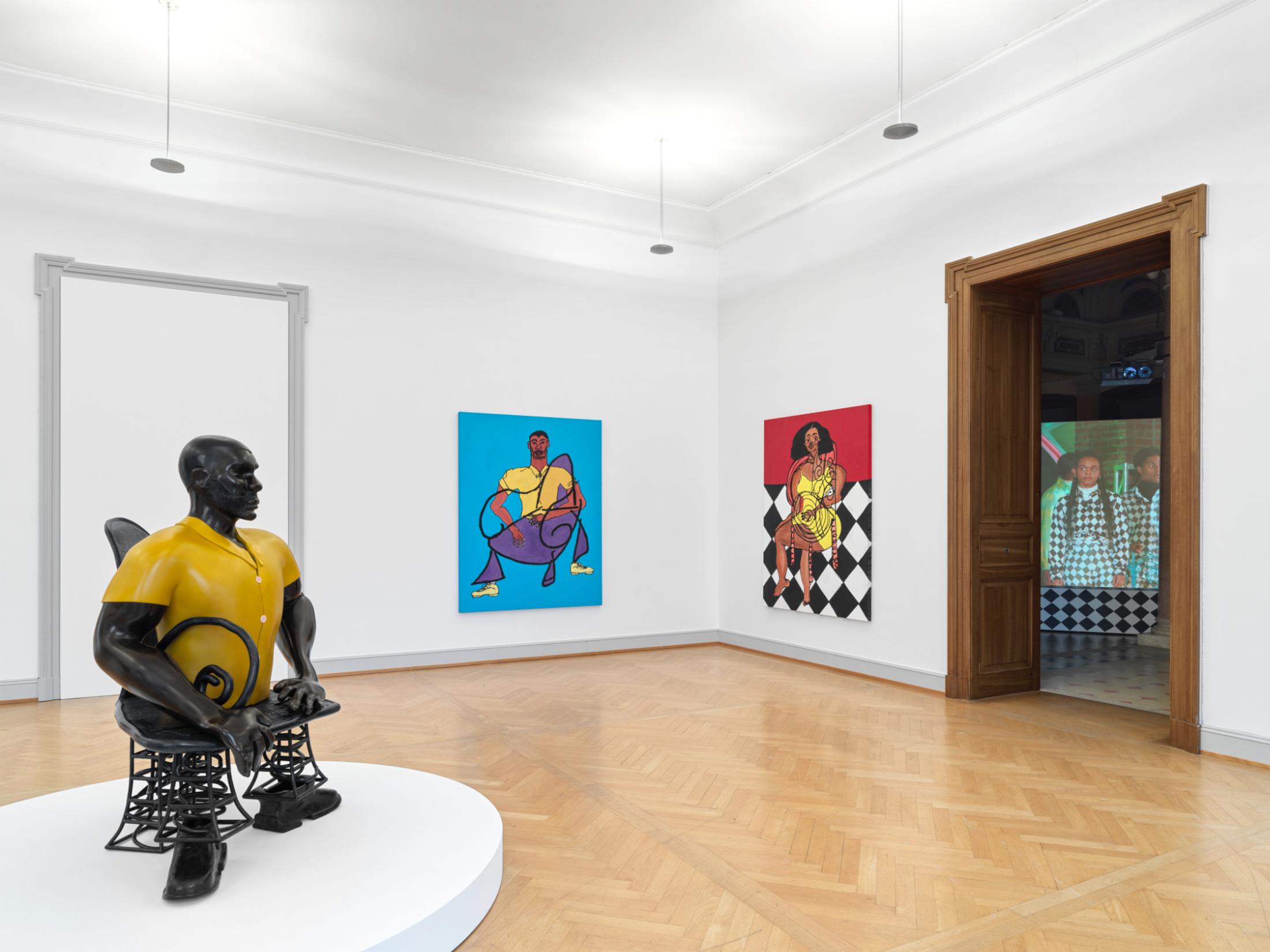 Exhibition View Tschabalala Self Solo Show «Inside Out» at Kunstmuseum St. Gallen, St. Gallen, 2023 / Photo: Stefan Altenburger / Courtesy: the artist and Kunstmuseum St. Gallen