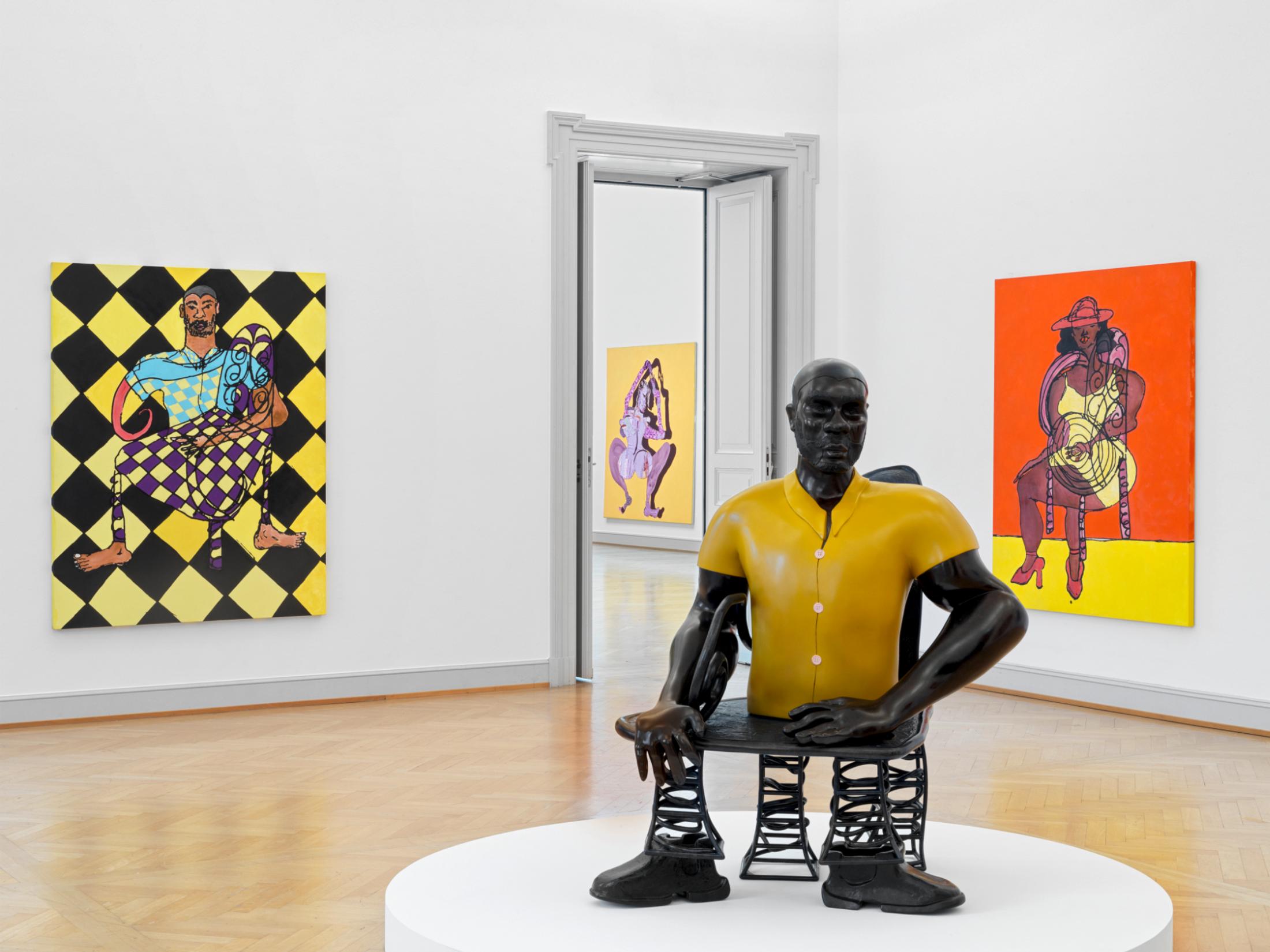 Exhibition View Tschabalala Self Solo Show «Inside Out» at Kunstmuseum St. Gallen, St. Gallen, 2023 / Photo: Stefan Altenburger / Courtesy: the artist and Kunstmuseum St. Gallen