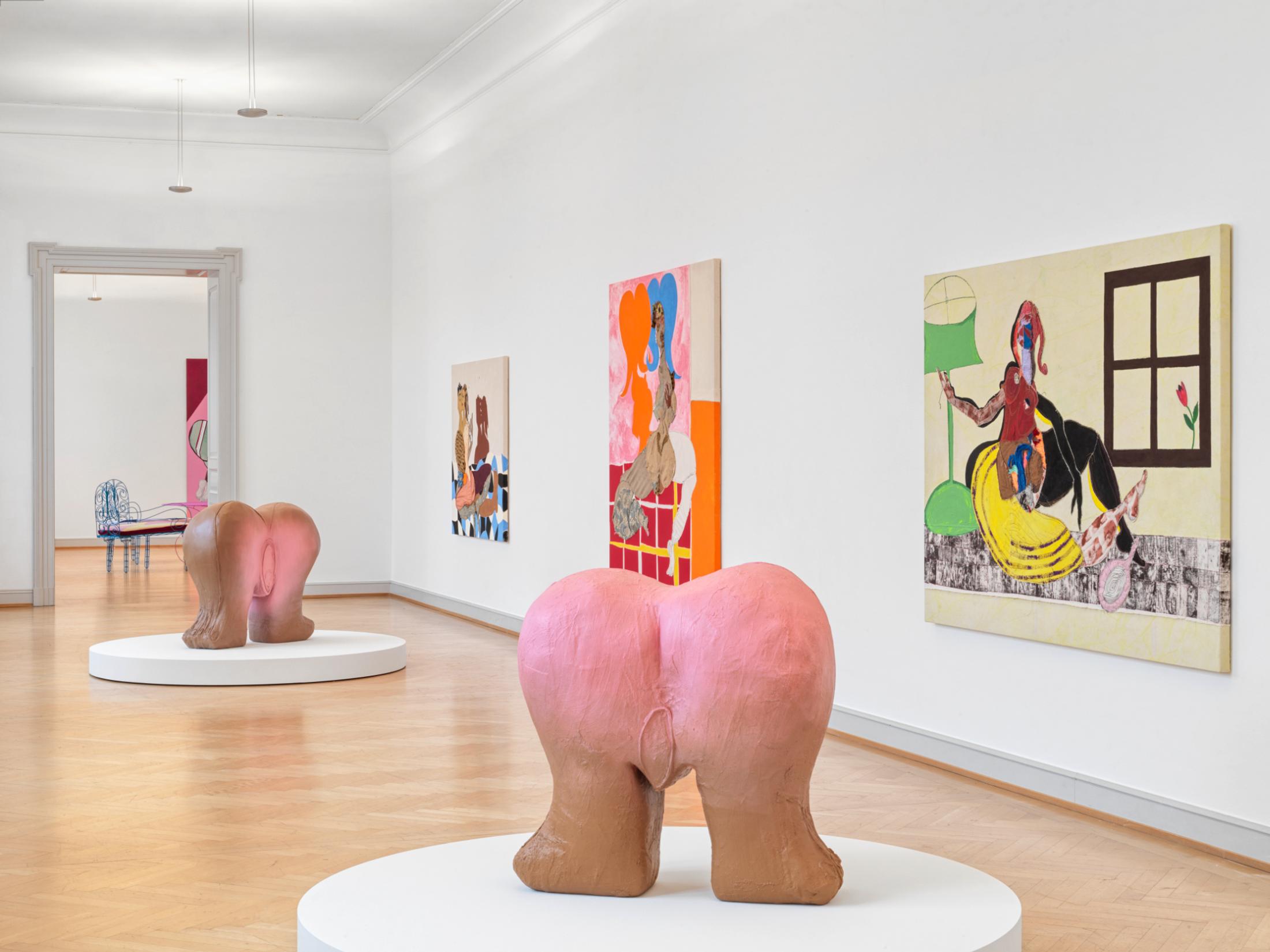 Exhibition View Tschabalala Self Solo Show «Inside Out» at Kunstmuseum St. Gallen, St. Gallen, 2023 / Photo: Stefan Altenburger / Courtesy: the artist and Kunstmuseum St. Gallen