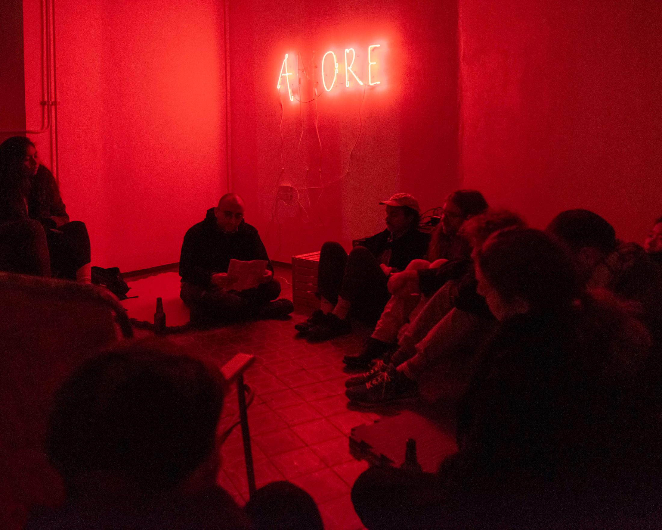 Exhibition View Groupshow «Une Histoire d'Amour; view on Miriam Gili, Amore a ore, 2017» at Sonnenstube, Lugano, 2020 / Photo: Théa Giglio / Courtesy: the artists, Sonnenstube and one gee in fog