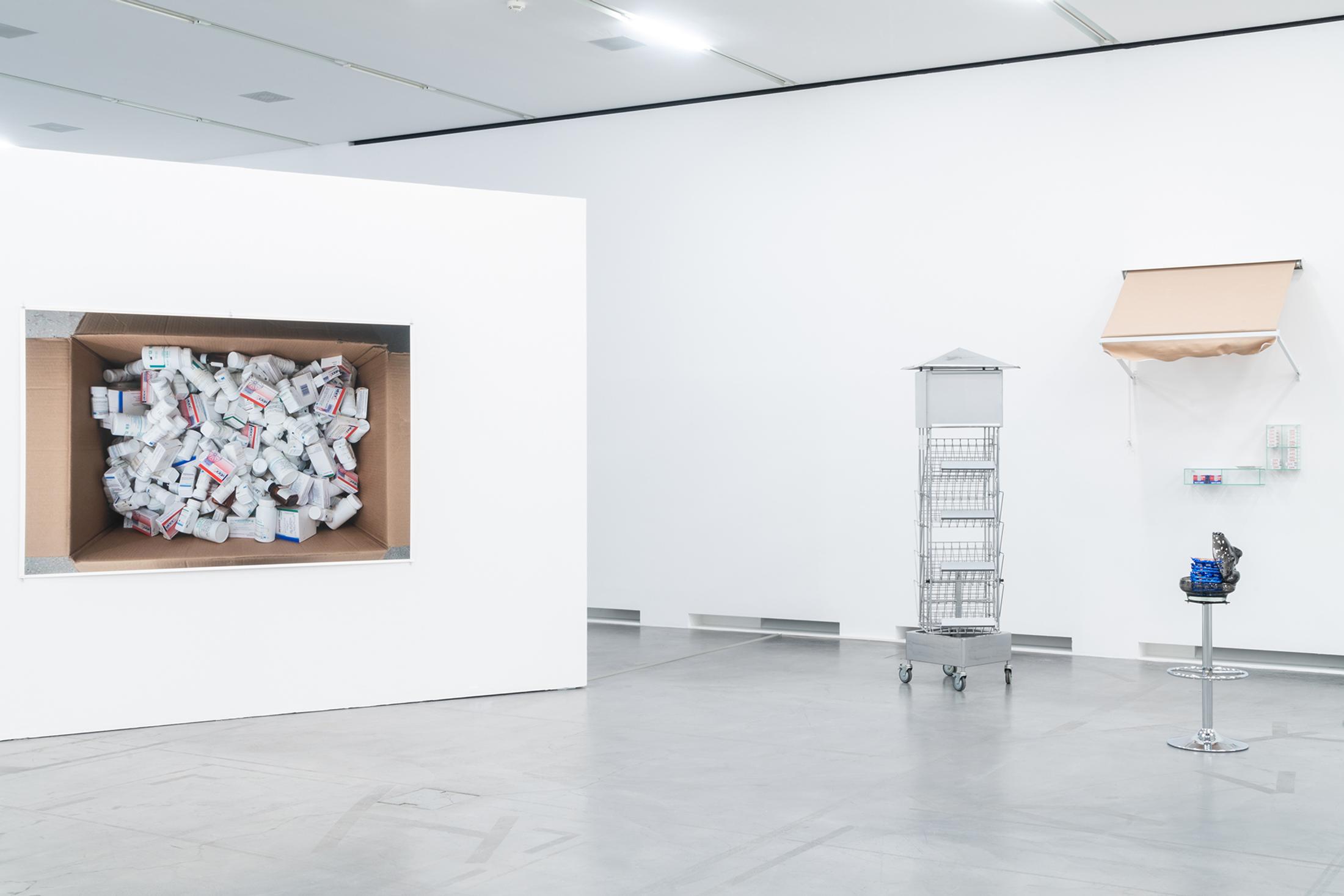 Exhibition View Groupshow «United by AIDS; view on Wolfgang Tillmans, 17 Years’ Supply, 2014, Courtesy the artist and Galerie Buchholz, Berlin / Cologne / New York and Real Madrid, It’s my party and I’ll die if I want to, 2019, Courtesy the artists, Co-produced by Migros Museum für Gegenwartskunst» at Migros Museum, Zurich, 2019 / Photo: Lorenzo Pusterla / © Migros Museum, Zurich