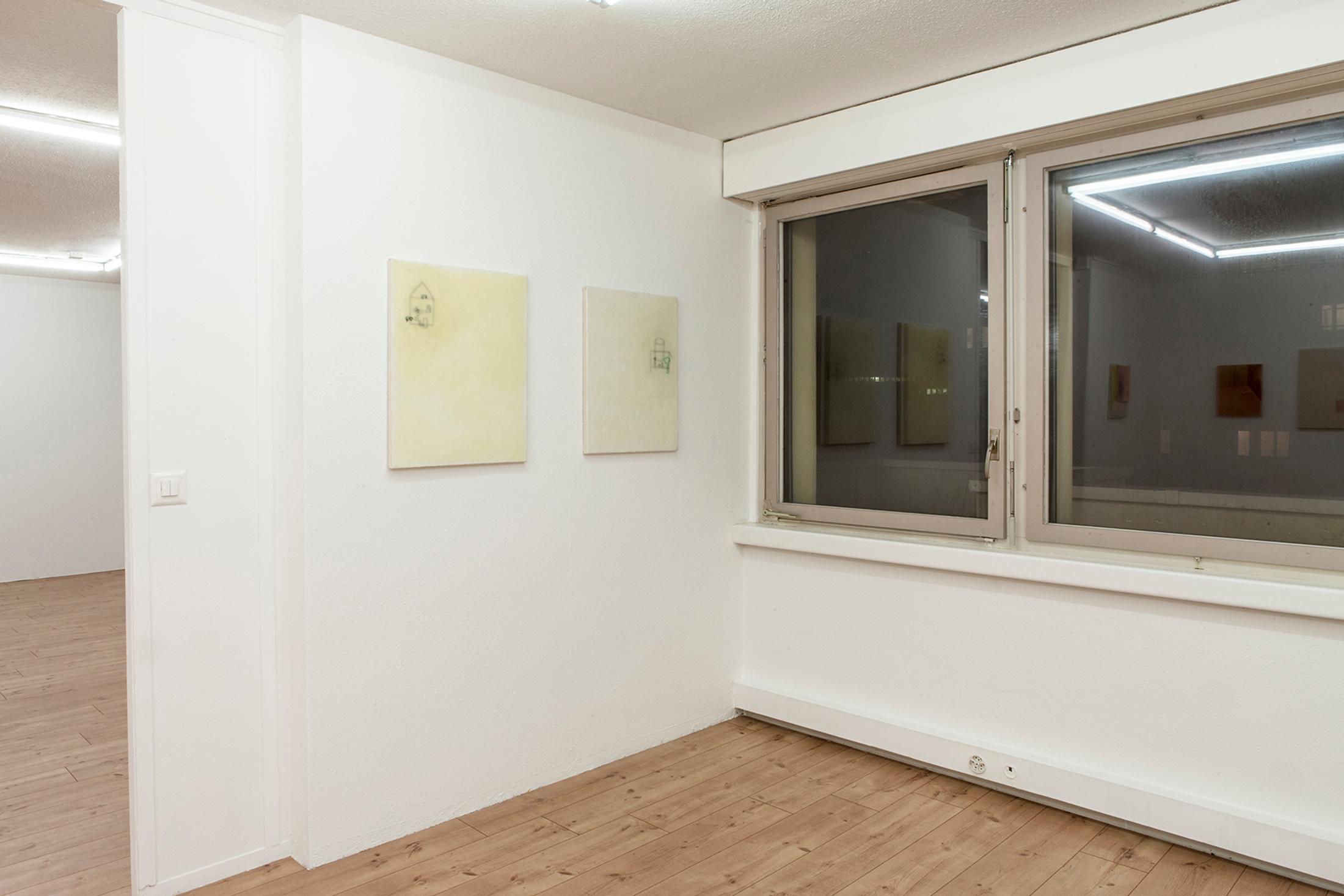 Exhibition View Groupshow «Unreal Estate; view on Anita Semadeni, La Stria. Die Hexe. The Witch., 2019 and Am Nussbaumtisch, 2019» at HAMLET, Oerlikon, Zurich, 2020 / Courtesy: the artist and HAMLET