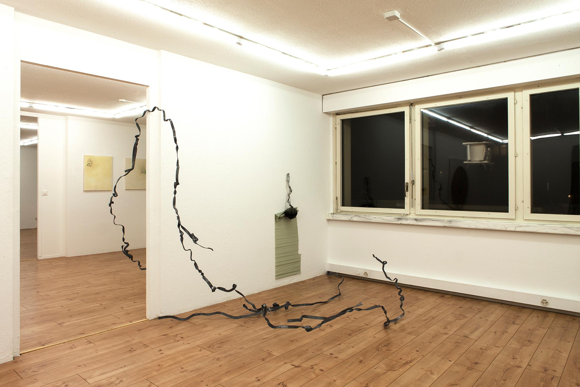 Exhibition View Groupshow «Unreal Estate; view on Julia Znoj, Decocore Planetary (she's around every corner), 2019/2020; I Hear You, 2018 and Antivenom, 2020» at HAMLET, Oerlikon, Zurich, 2020 / Courtesy: the artist and HAMLET