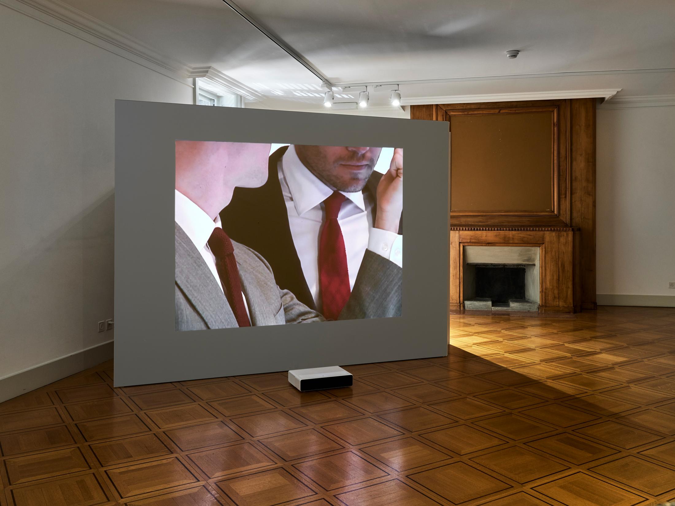 Exhibition View Group Show «Up the Stairs; view on Shahryar Nashat, One More Time with James, 2009» at Centre Culturel du Manoir, Cologny, 2022 / Photo: Serge Fruehauf / Courtesy: the artists and Collection FCAC