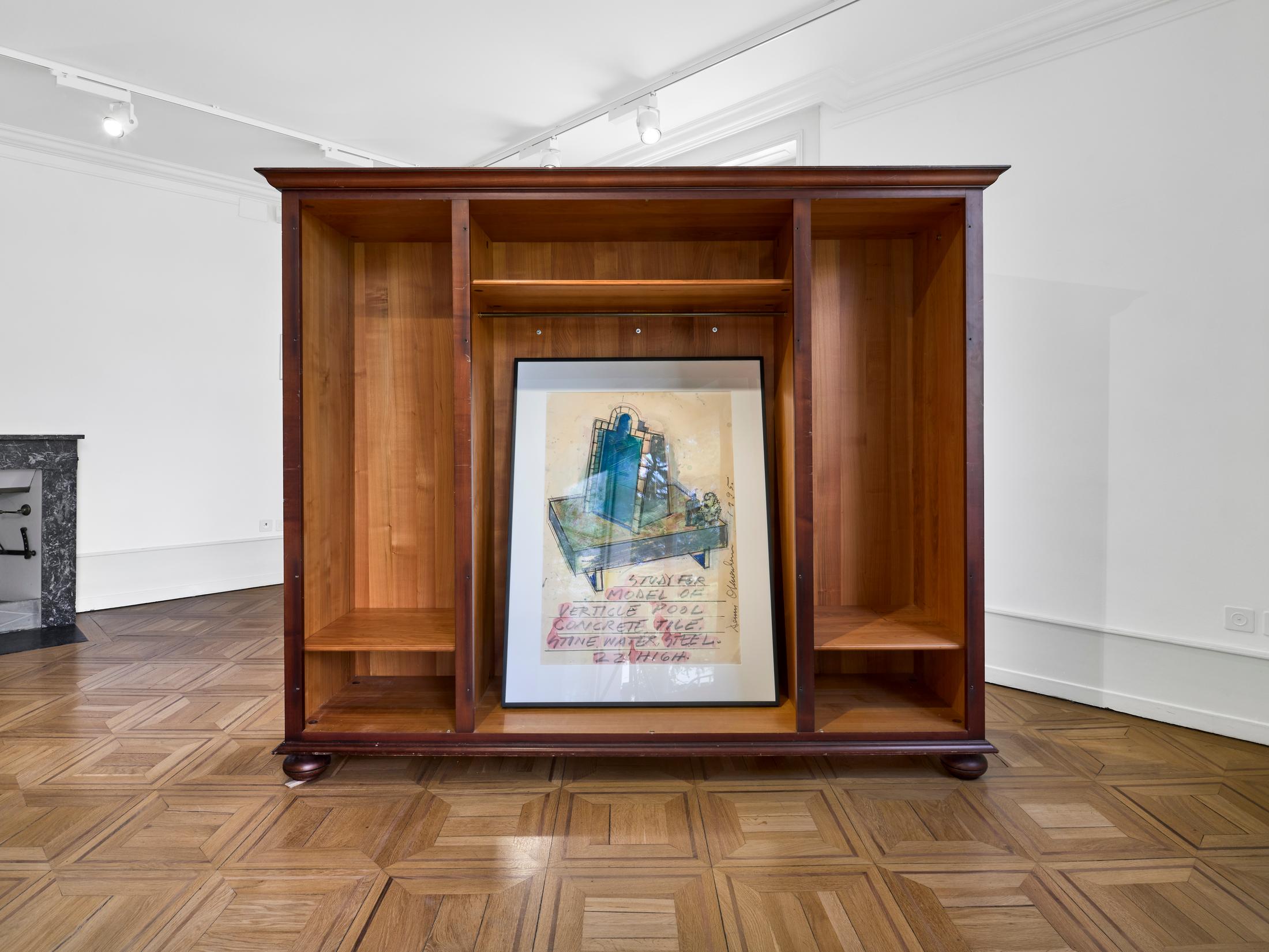 Exhibition View Group Show «Up the Stairs; view on Dennis Oppenheim, Study for model of vertical pool, 1995» at Centre Culturel du Manoir, Cologny, 2022 / Photo: Serge Fruehauf / Courtesy: the artists and Collection FCAC