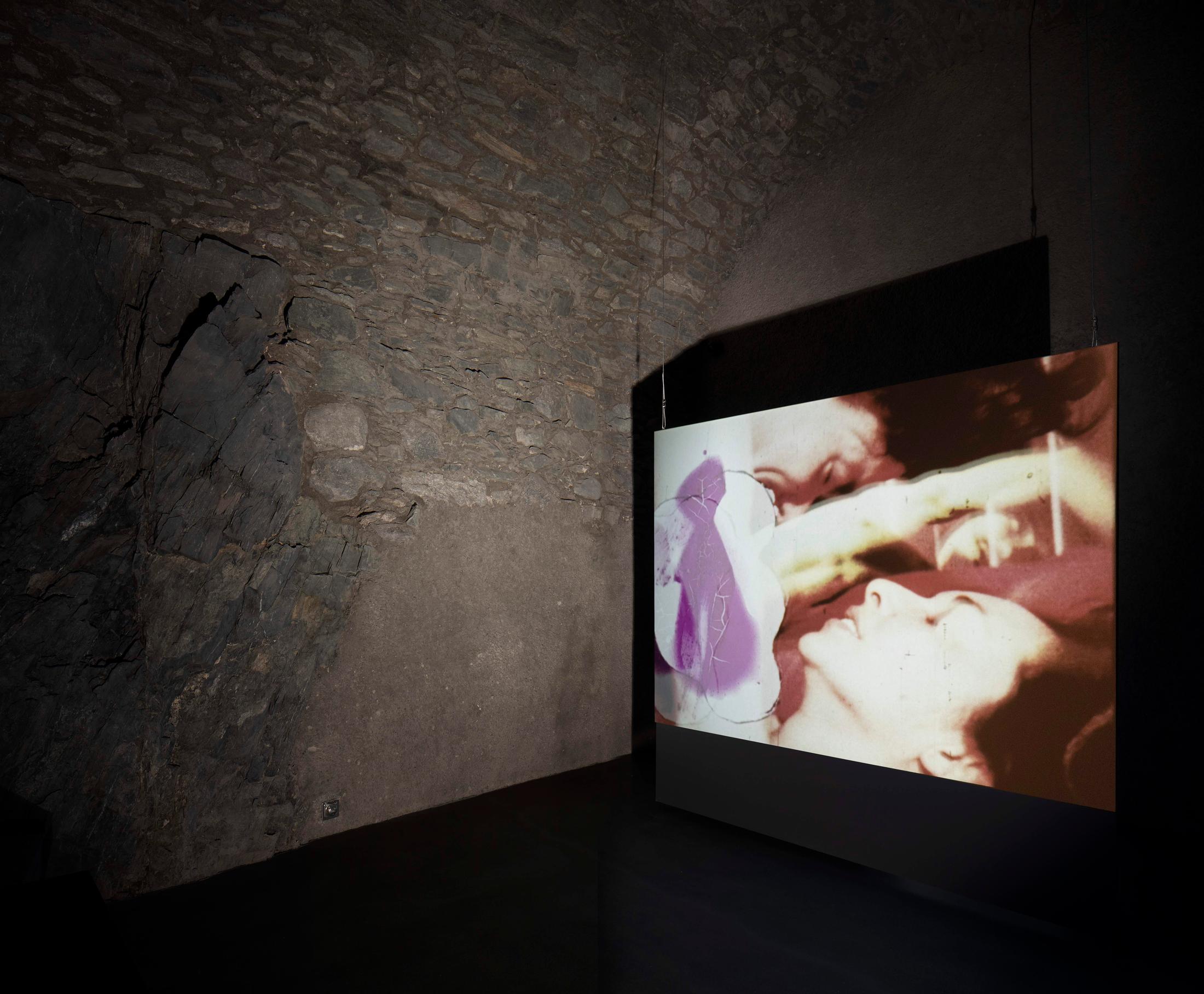 Exhibition View Groupshow «Up to and Including Limits: After Carolee Schneemann; view on Carolee Schneemann, Fuses (1964–1967)» at Muzeum Susch, Susch, 2019-2020 / Photo: Maja Wirkus / Courtesy: the artist and Muzeum Susch