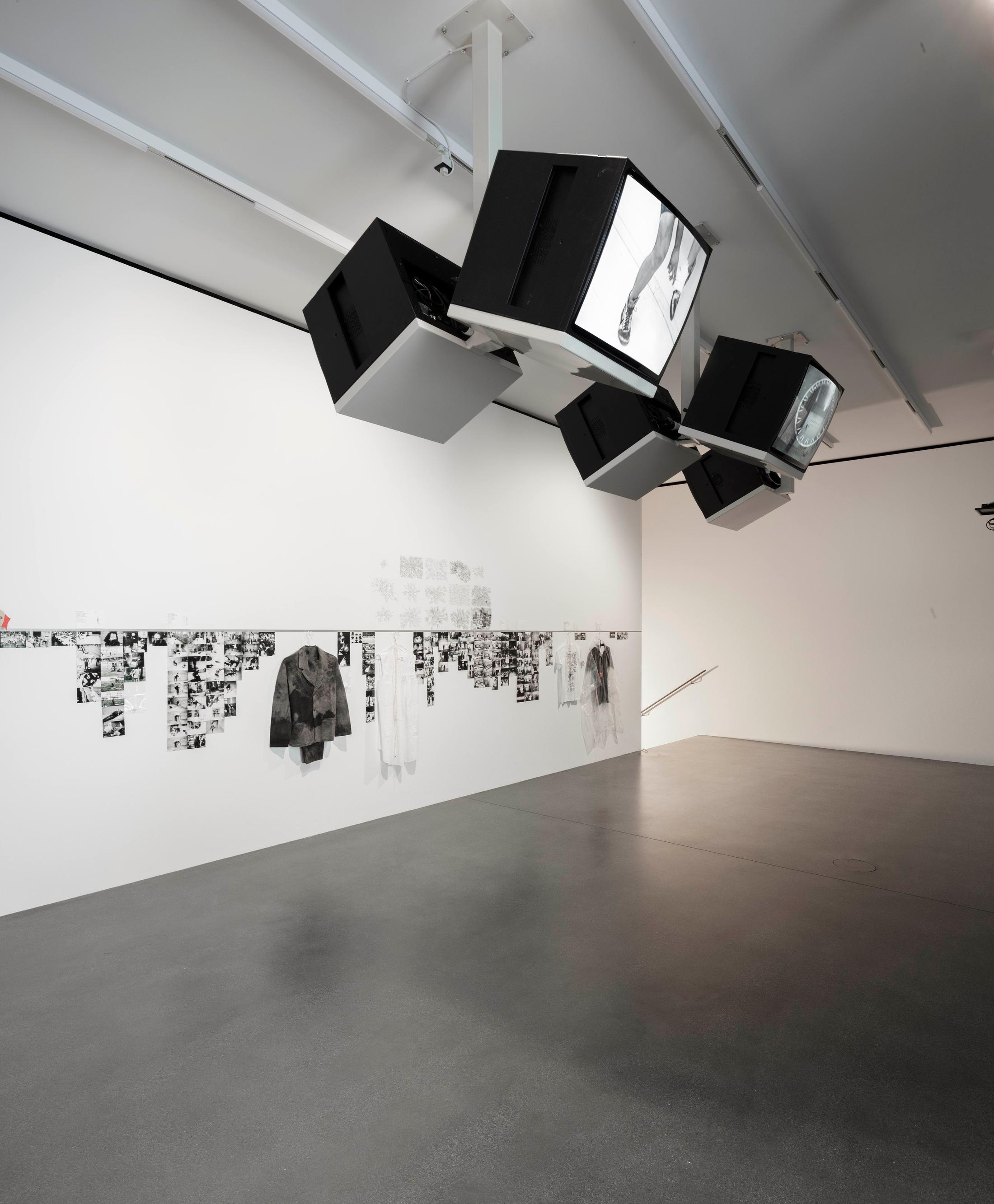 Exhibition View Groupshow «Up to and Including Limits: After Carolee Schneemann; view on Matthew Barney, from the Drawing Restraint series, 1988 and Lia Perjovschi Experiments and Performances (1987–2010), 2019» at Muzeum Susch, Susch, 2019-2020 / Photo: Maja Wirkus / Courtesy: the artist and Muzeum Susch