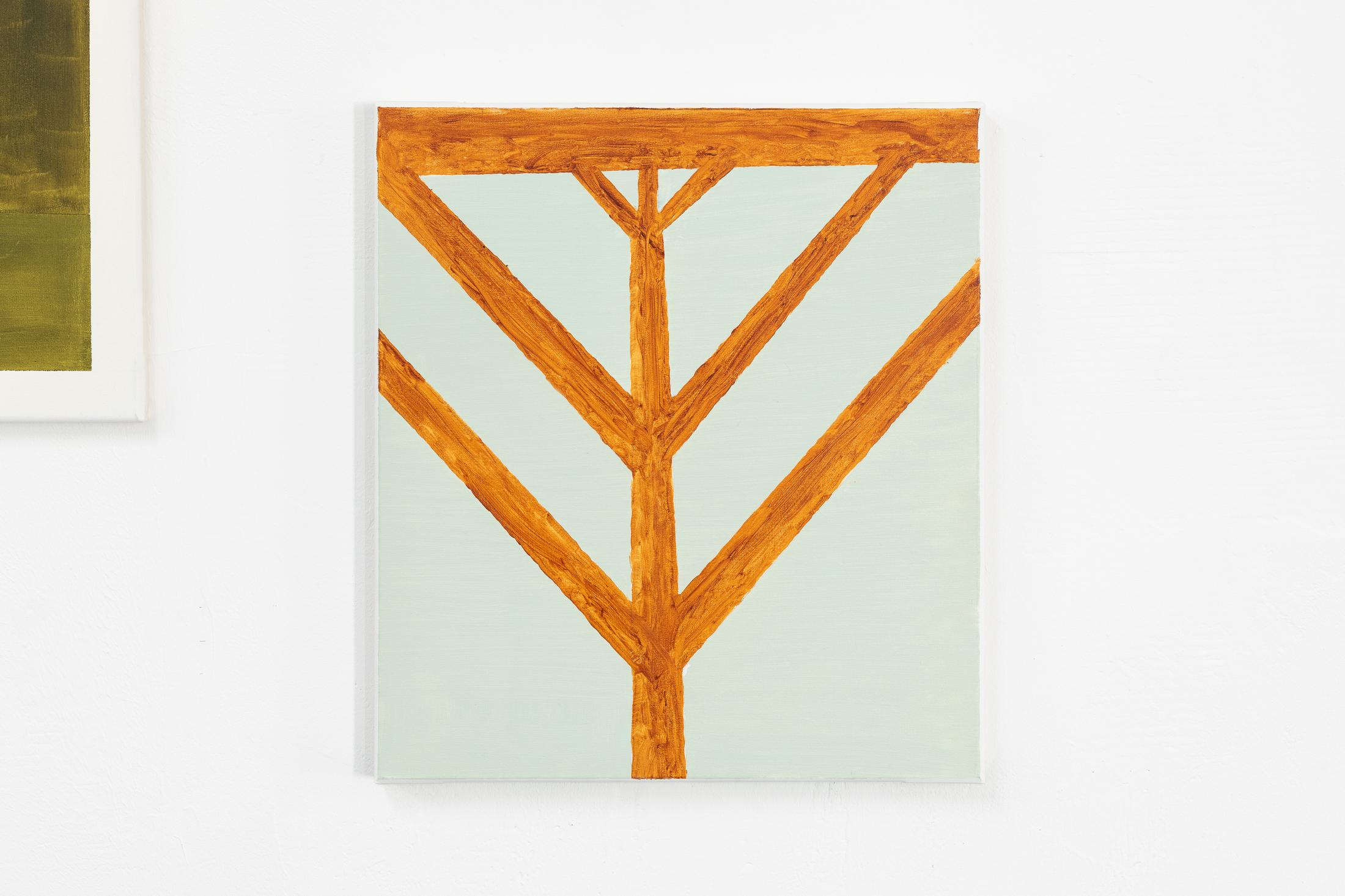 Exhibition View Duo Show «Valentin Hauri and Rhea Myers; view on Valentin Hauri, Gallows, 2022, Oil on Canvas, 50 x 45 cm» at Last Tango, Zurich, 2022 / Photo: Kilian Bannwart / Courtesy: the artist and Last Tango