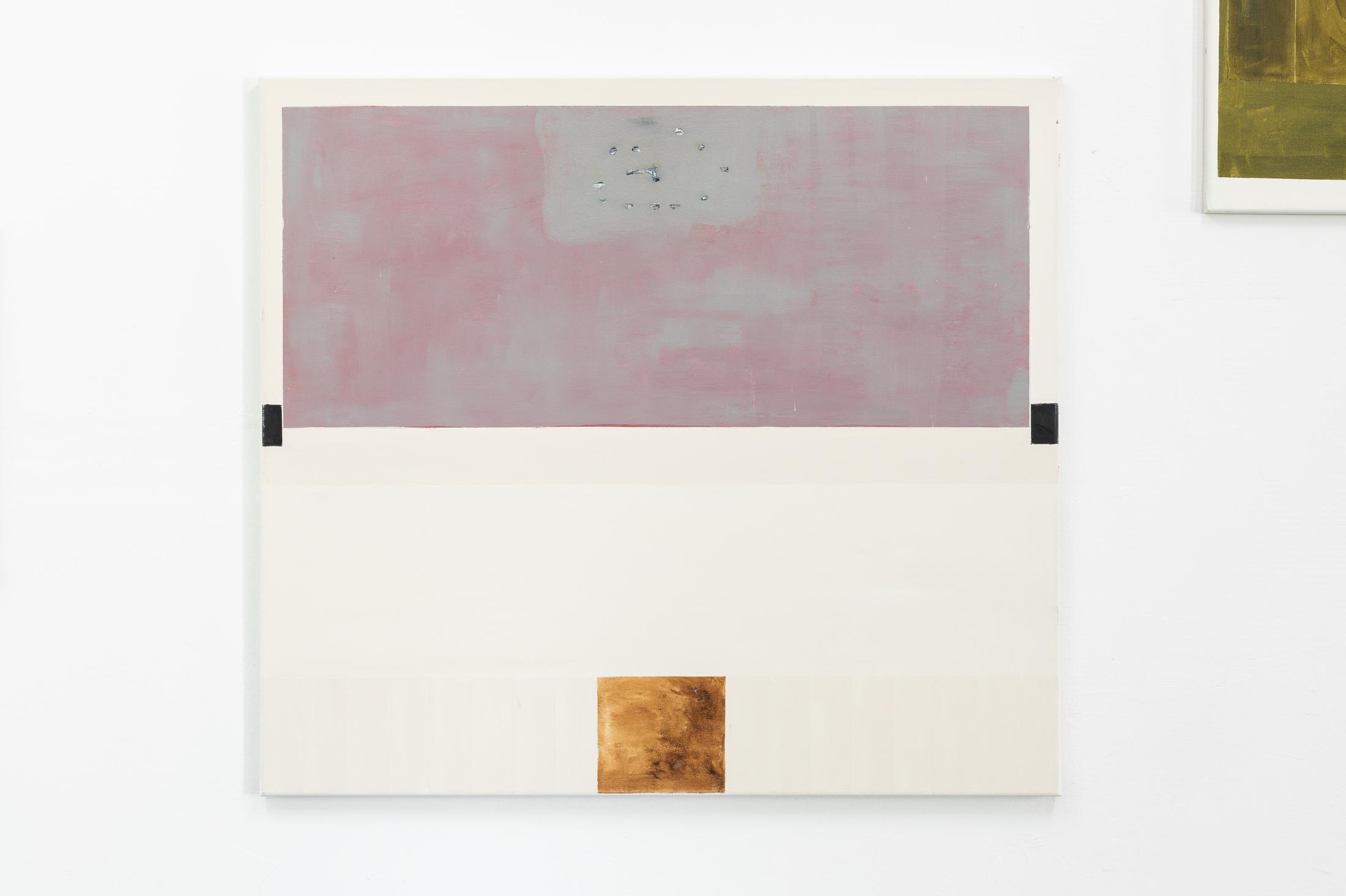 Exhibition View Duo Show «Valentin Hauri and Rhea Myers; view on Valentin Hauri, High Voices, 2022, Oil on Canvas, 90 x 100 cm» at Last Tango, Zurich, 2022 / Photo: Kilian Bannwart / Courtesy: the artist and Last Tango