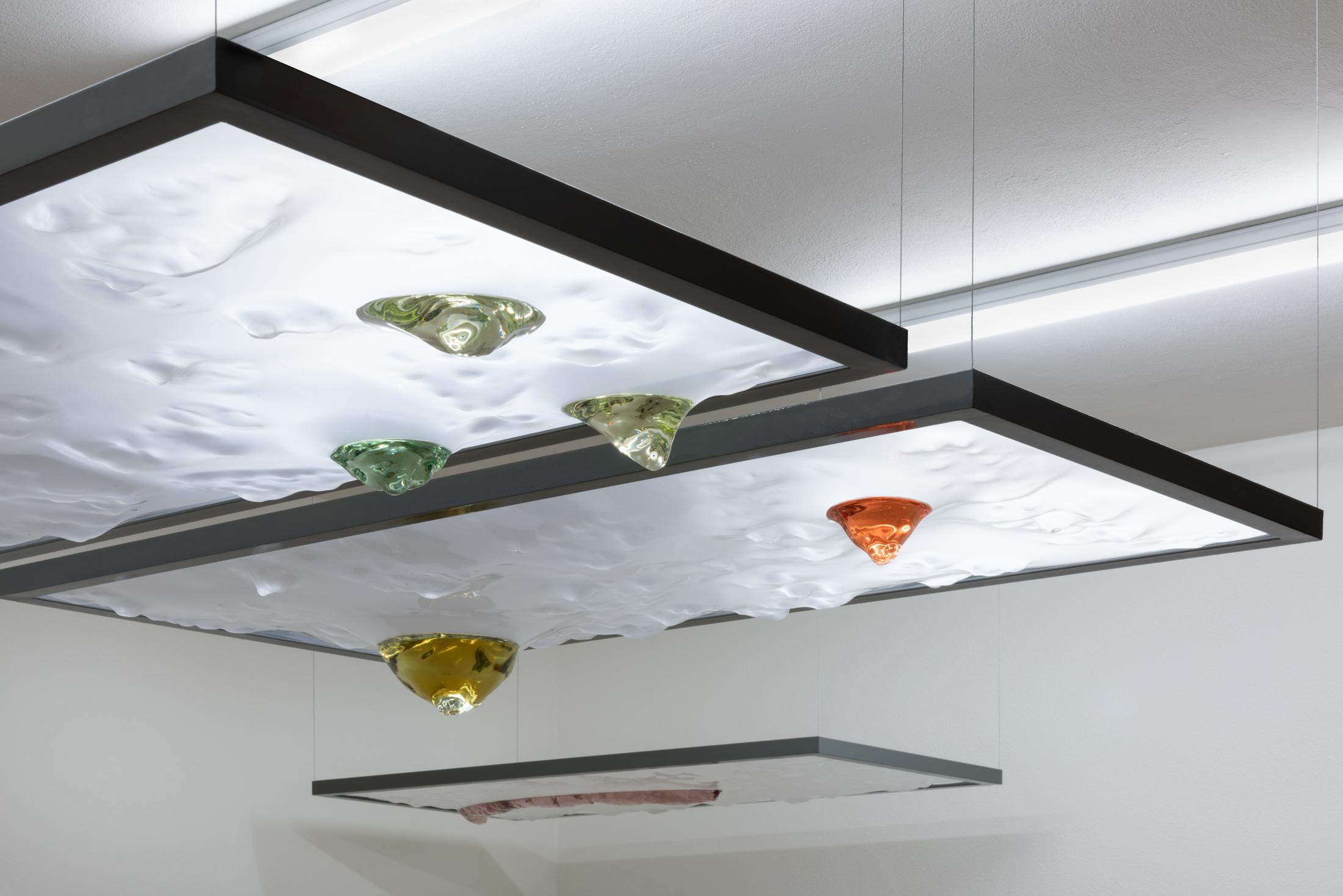 Exhibition View Duo Show «The most beautiful mistake in the world; view on Valentina Pini, Plump and warm, they slip out of hand, 2021» at Sonnenstube, Lugano, 2022 / Photo: Mattia Angelini / Courtesy: the artists and Sonnenstube