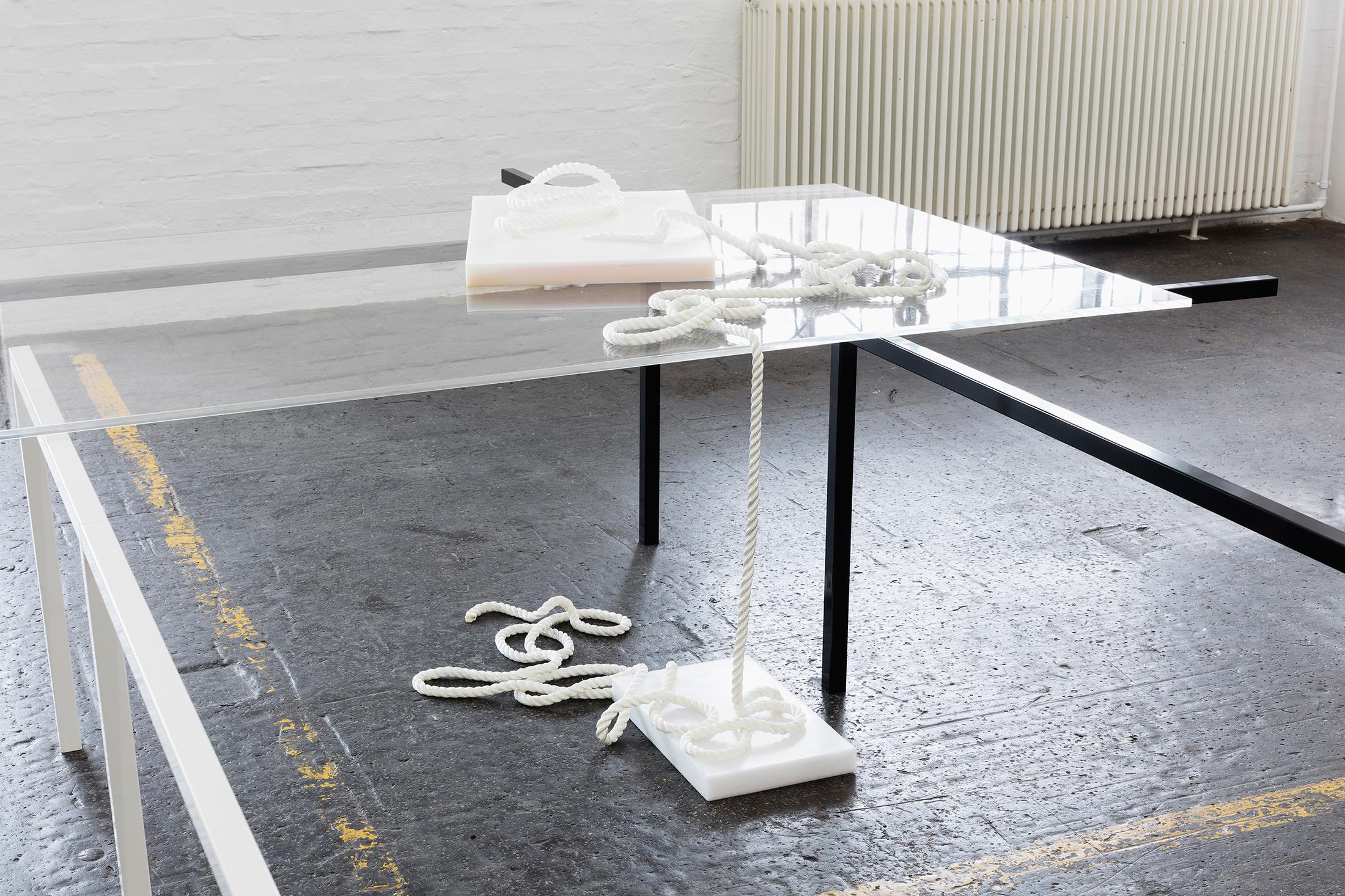 Exhibition View Valentina Stieger Soloshow «Indoor Life / view on Another Ambient System, 2018 (Detail); Casted Conditions, 2018 (Detail)» at Kunsthalle St. Gallen / Photo: Kunst Halle Sankt Gallen, Gunnar Meier / Courtesy: the artist and Galerie Stampa, Basel