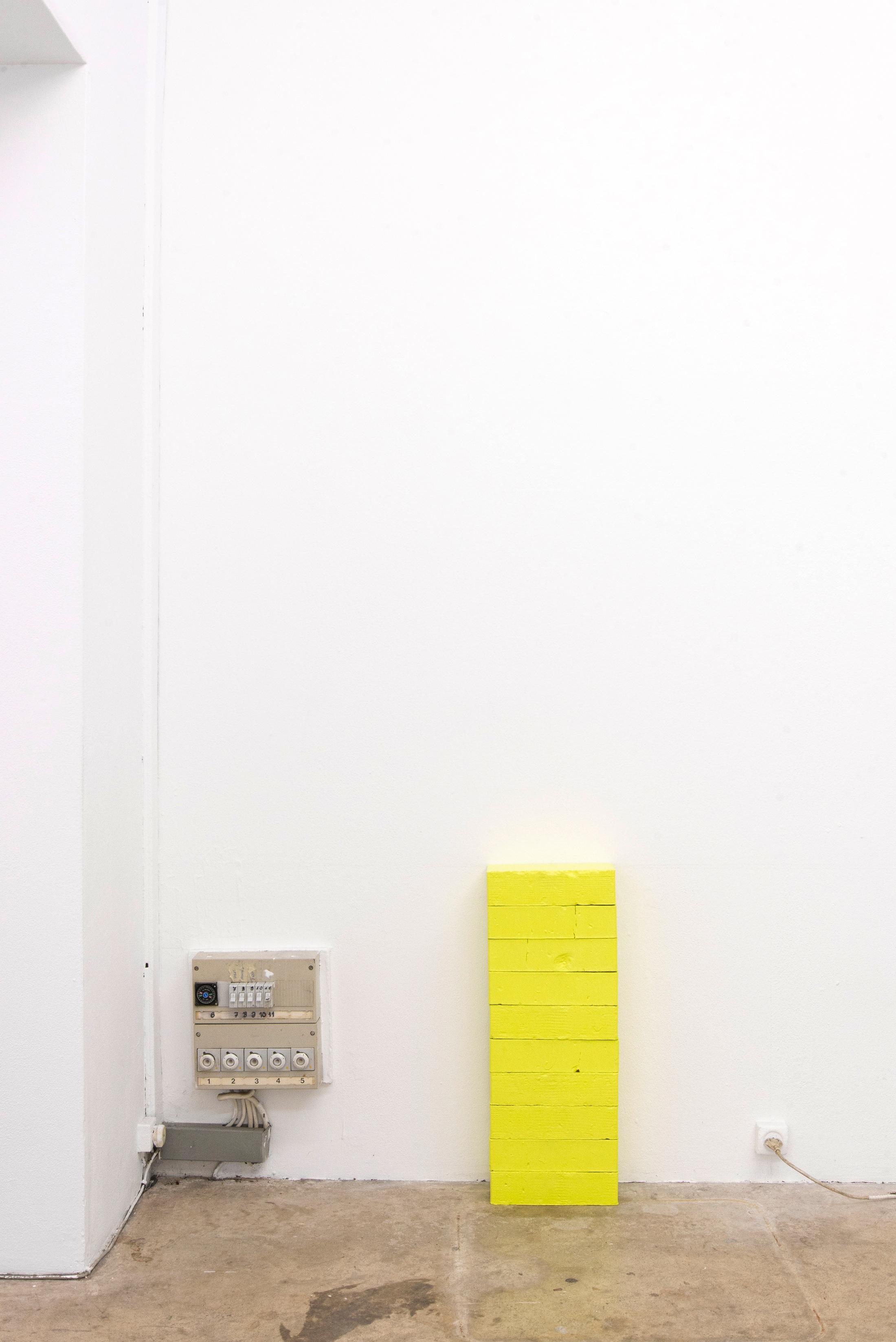 Exhibition View Valentina Triet Soloshow «Quader, Bricks, Loyalty, Heavenly Noblesse...; view on Green 68, 2019» at Milieu, Bern, 2019 / Photo: Andreas Lumineau / Courtesy: the artist and Milieu, Bern