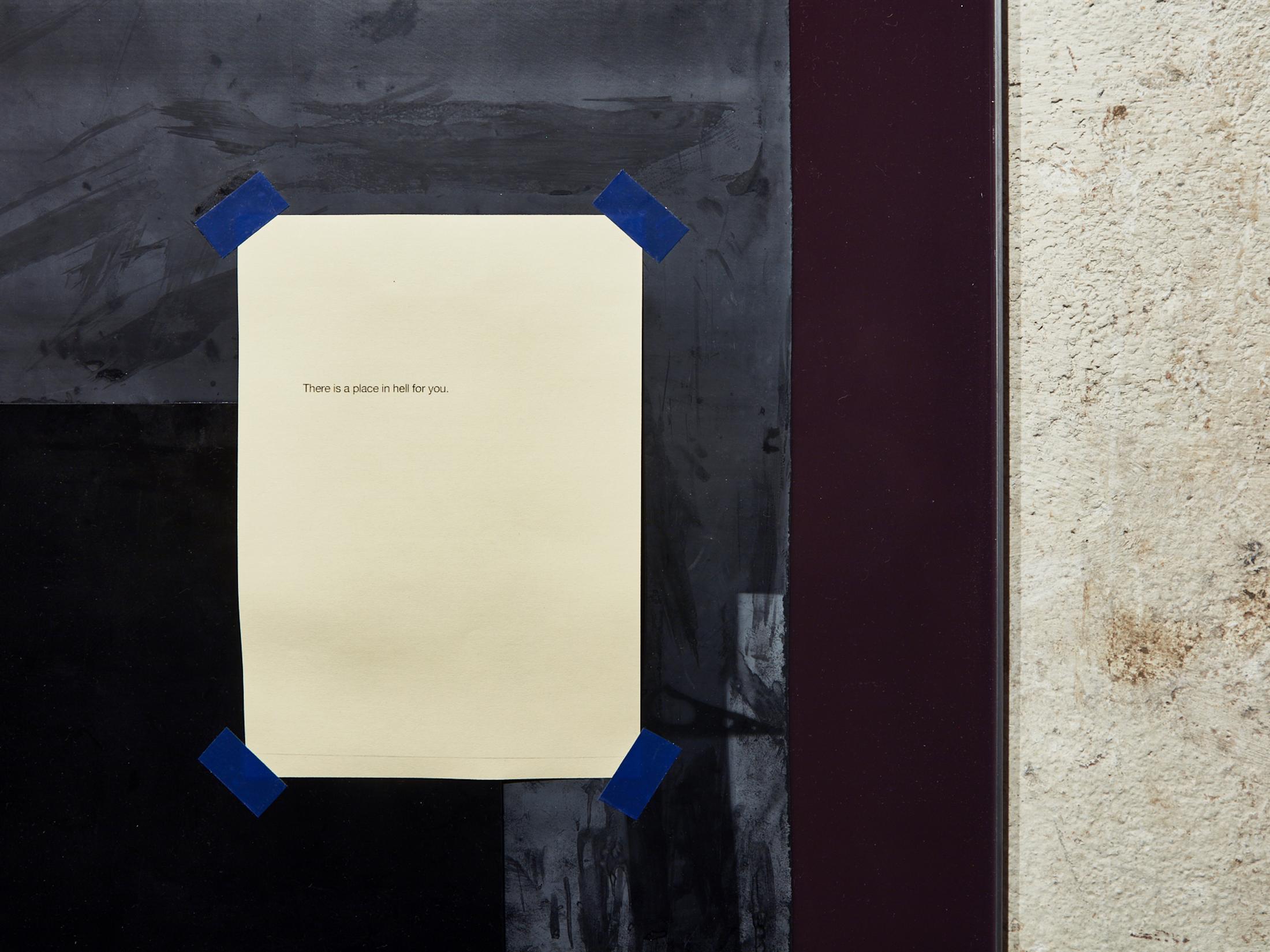 Exhibition View Vanessa Safavi Soloshow «Milch; view on There is a place in hell for you, 2019 (detail)» at Stalletta Madulain by Windhager von Kaenel / Photo: Philippe Hubler / Courtesy: the artist