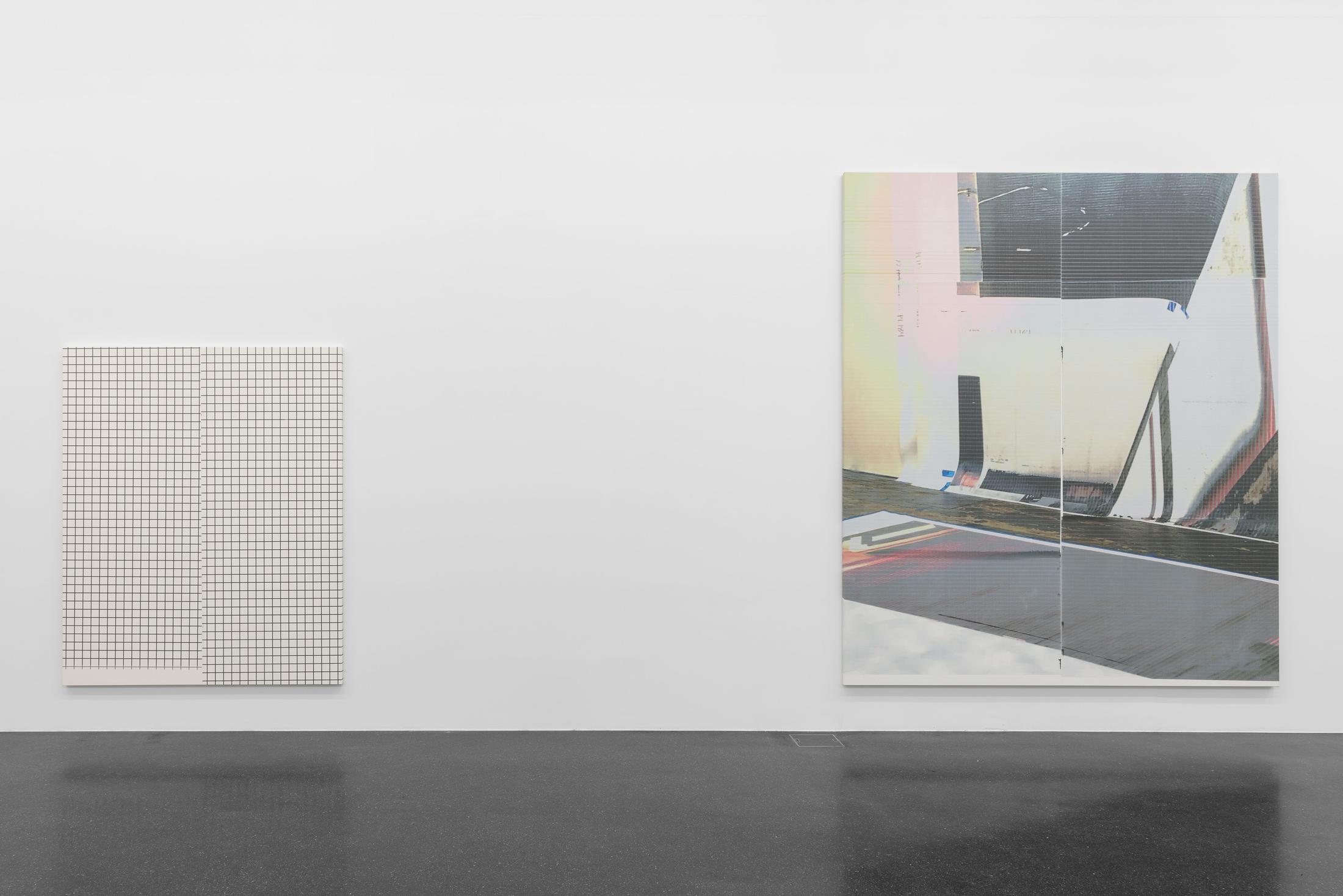 Exhibition View Wade Guyton «Fire and Fury» at Galerie Francesca Pia, Zurich, 2018 / Photo: Gunnar Meier / Courtesy: the artist and Galerie Francesca Pia, Zurich
