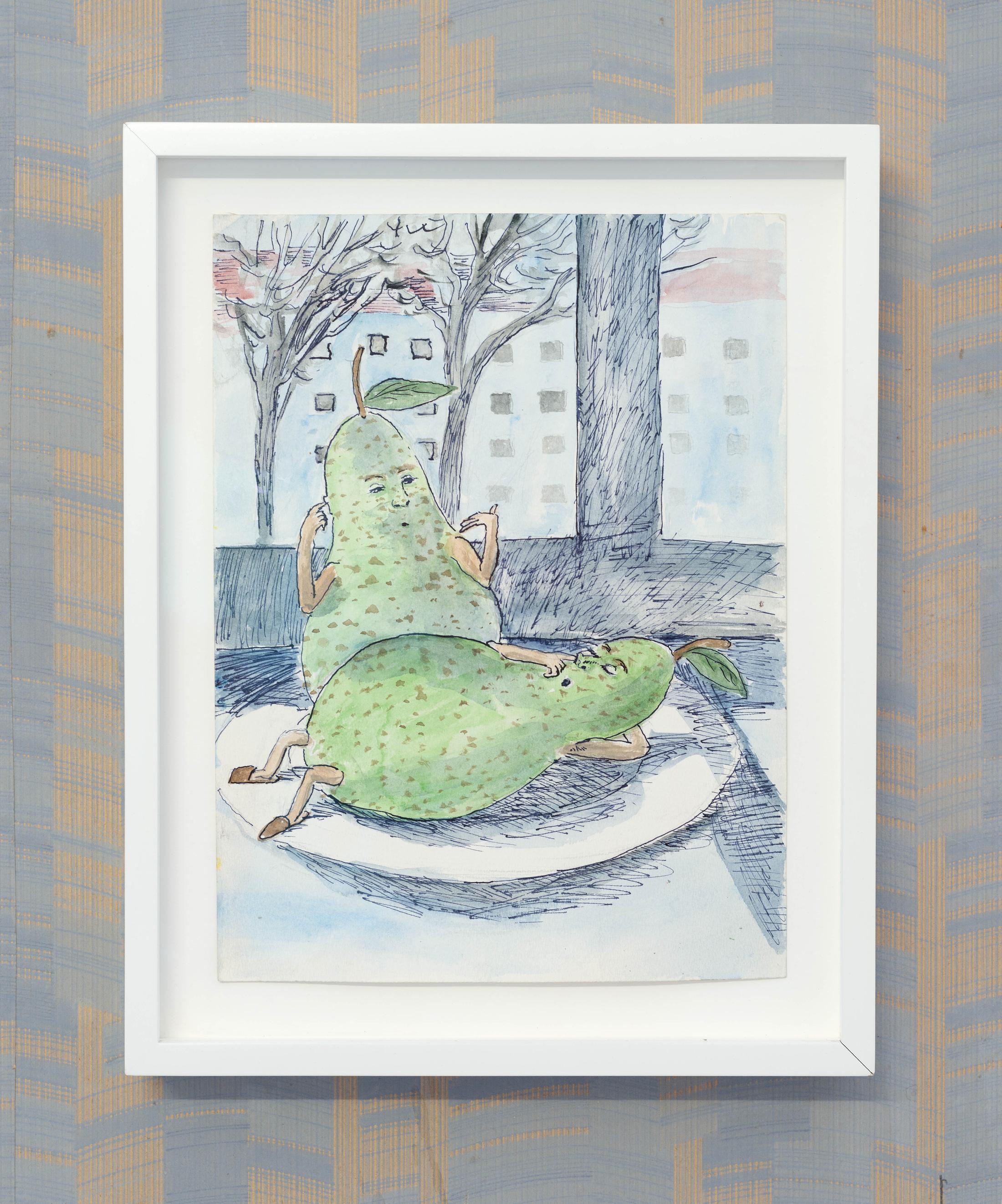 Exhibition View Groupshow «Watercolours, Chapter I; view on Amelie von Wulffen, Untitled, 2014, Watercolor and ink on paper, 29.7 x 21 cm» at Weiss Falk, Basel, 2020 / Photo: Flavio Karrer / Courtesy: the artist and Weiss Falk