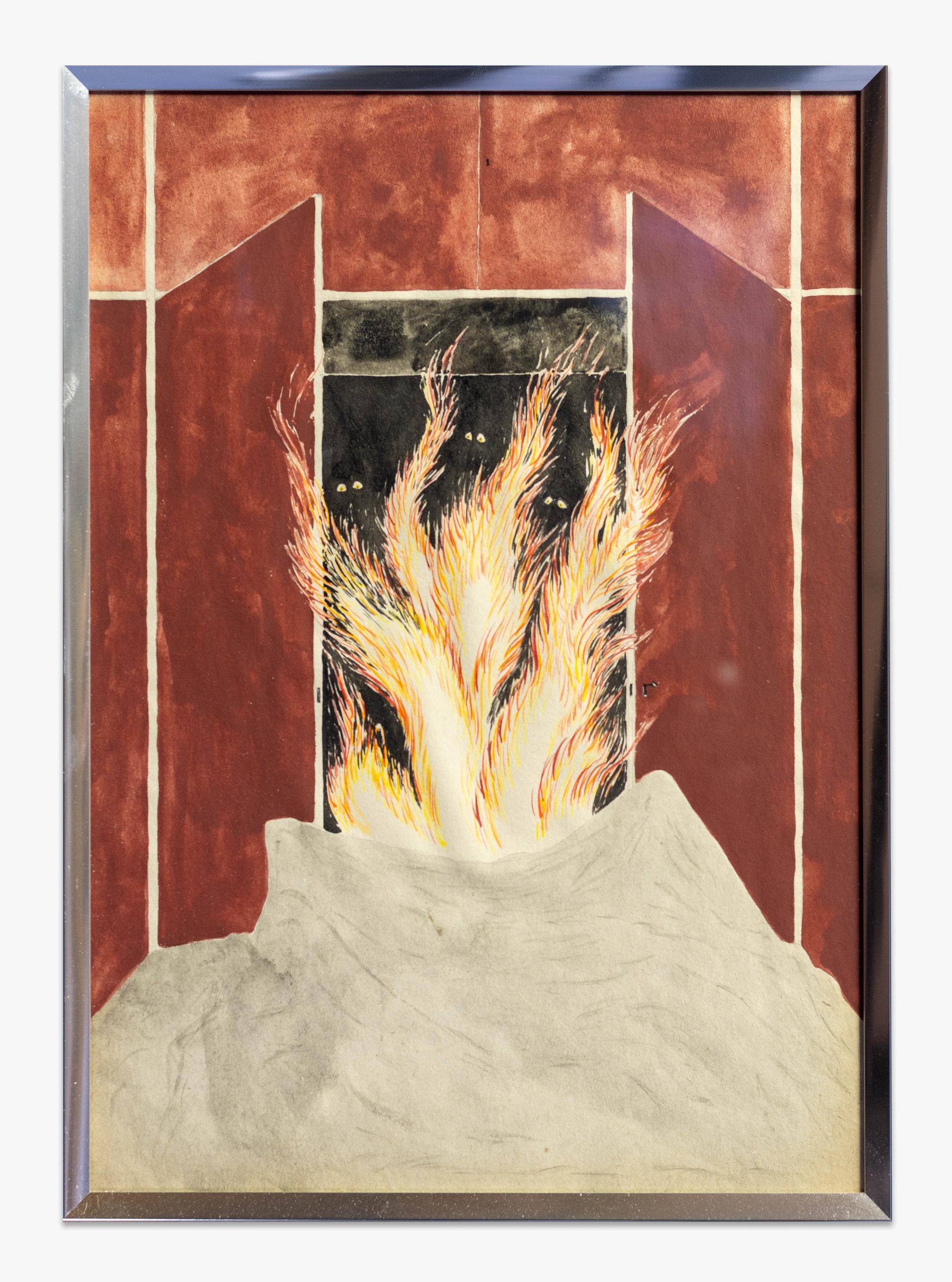 Exhibition View Groupshow «Watercolours, Chapter I; view on Daniele Milvio, Sgradevolo, 2020, Watercolour on paper, 29.7 x 21 cm» at Weiss Falk, Basel, 2020 / Photo: Flavio Karrer / Courtesy: the artist and Weiss Falk