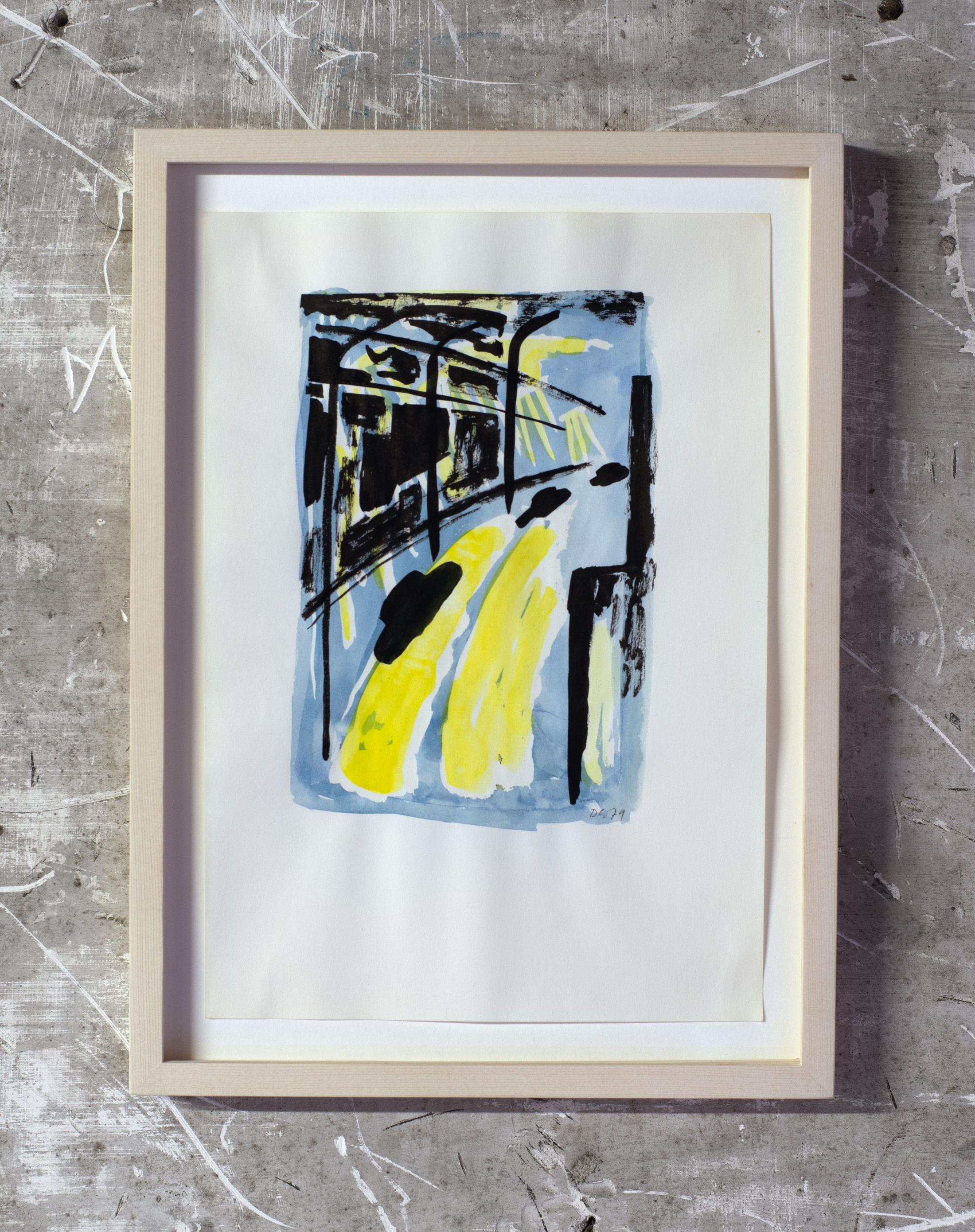 Exhibition View Groupshow «Watercolours, Chapter I; view on David Weiss *1946–†2012, Untitled (Quiet Nights), 1979, Watercolour and ink on paper, 23.5 x 16.5 cm» at Weiss Falk, Basel, 2020 / Photo: Flavio Karrer / Courtesy: the artist and Weiss Falk