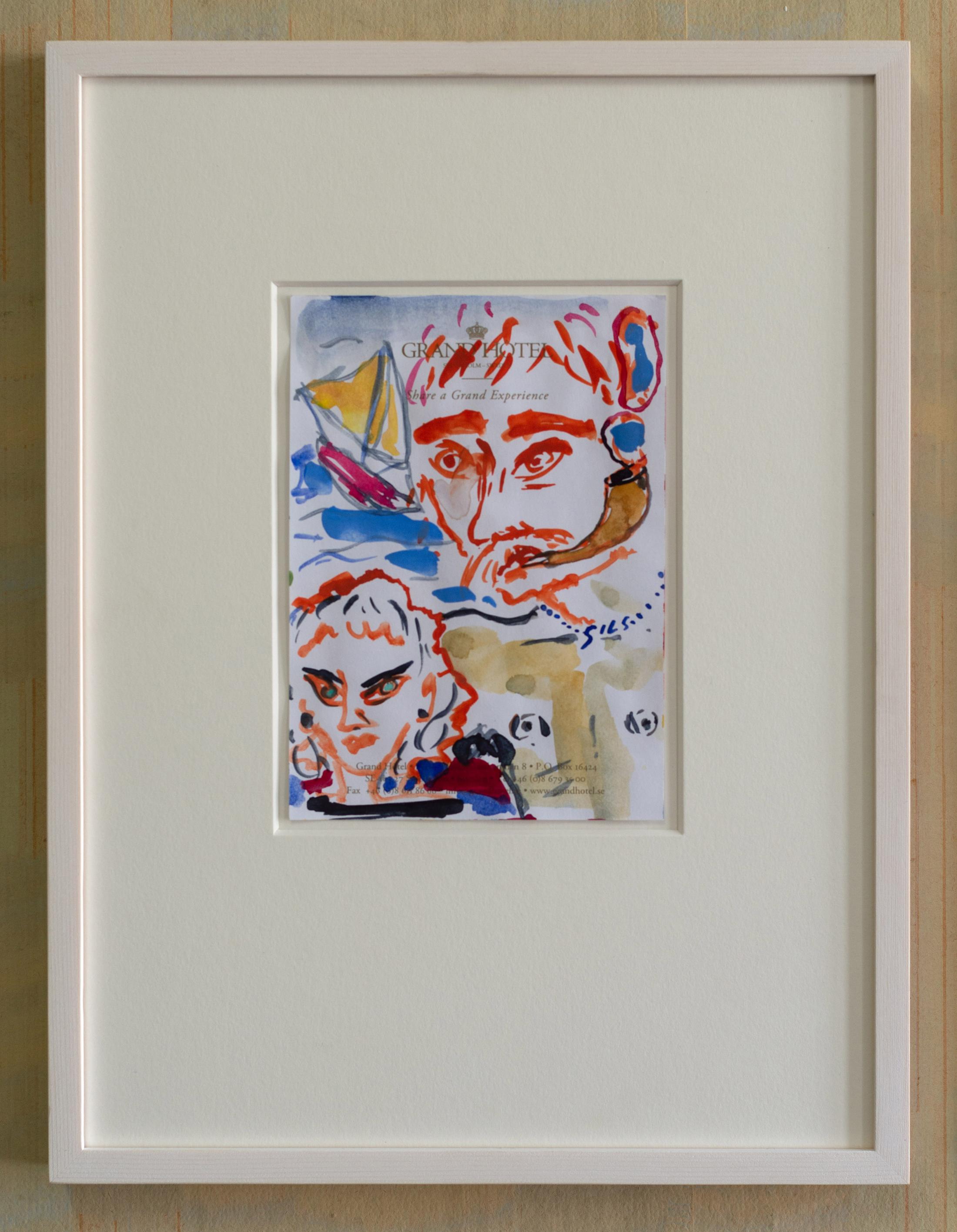 Exhibition View Groupshow «Watercolours, Chapter I; view on Emily Sundblad, Untitled, 2020, Gouache on paper, 14.5 x 10.5 cm» at Weiss Falk, Basel, 2020 / Photo: Flavio Karrer / Courtesy: the artist and Weiss Falk