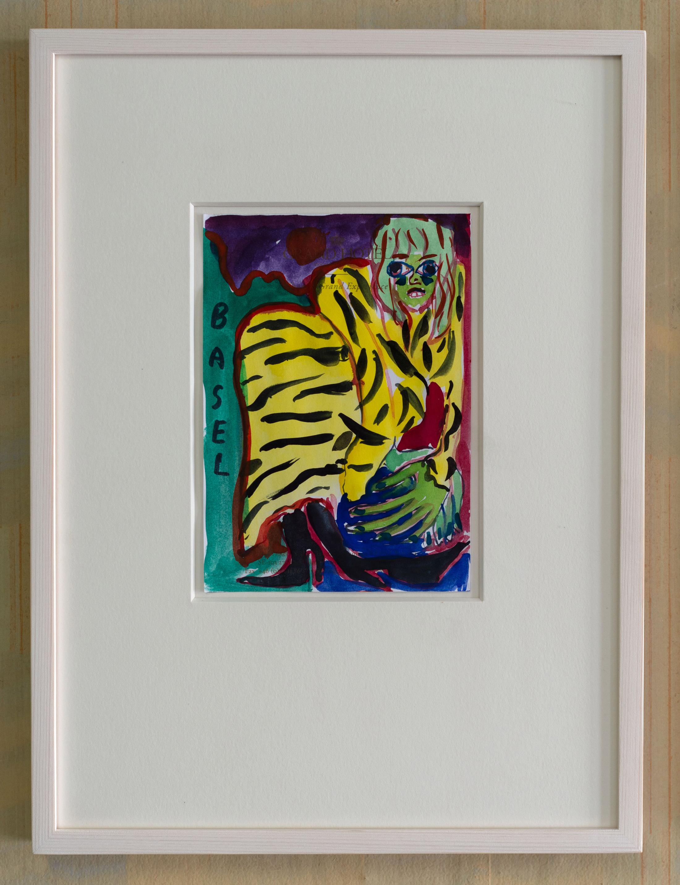 Exhibition View Groupshow «Watercolours, Chapter I; view on Emily Sundblad, Untitled, 2020, Gouache on paper, 14.5 x 10.5 cm» at Weiss Falk, Basel, 2020 / Photo: Flavio Karrer / Courtesy: the artist and Weiss Falk