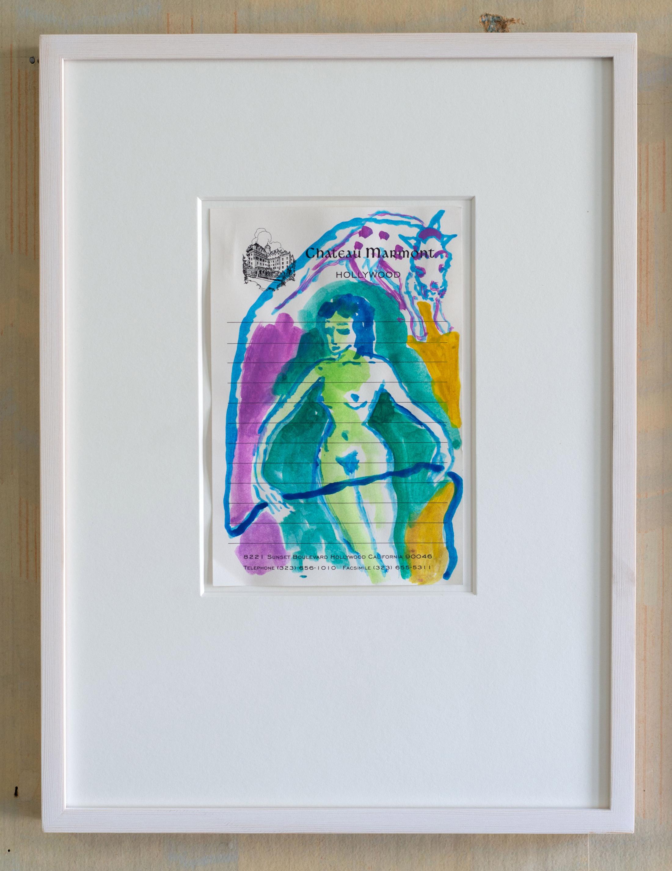 Exhibition View Groupshow «Watercolours, Chapter I; view on Emily Sundblad, Untitled, 2020, Gouache on paper, 15 x 10 cm» at Weiss Falk, Basel, 2020 / Photo: Flavio Karrer / Courtesy: the artist and Weiss Falk