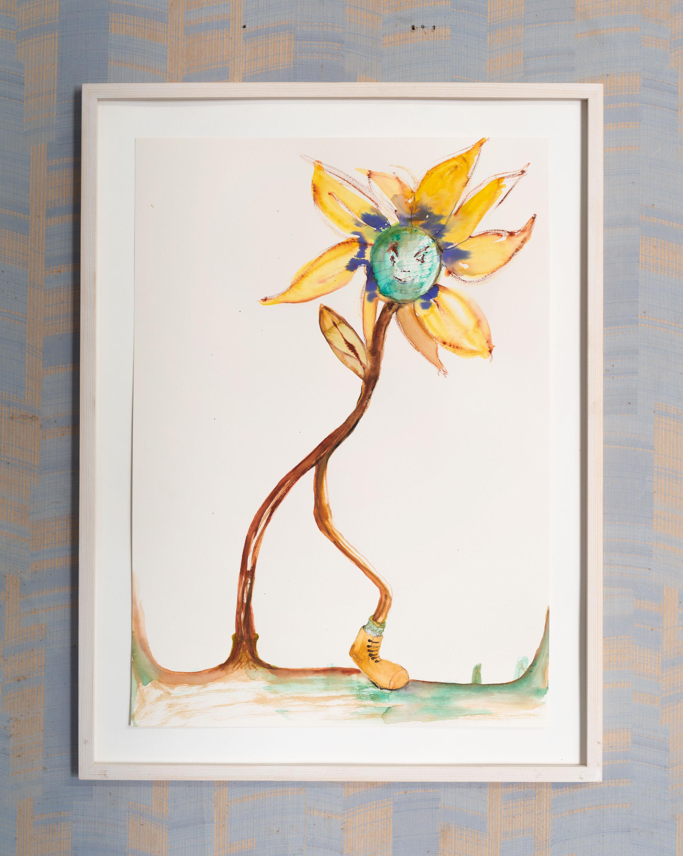 Exhibition View Groupshow «Watercolours, Chapter I; view on Urban Zellweger, Blume, 2020, Watercolour and pen on paper, 42 x 29.7 cm» at Weiss Falk, Basel, 2020 / Photo: Flavio Karrer / Courtesy: the artist and Weiss Falk