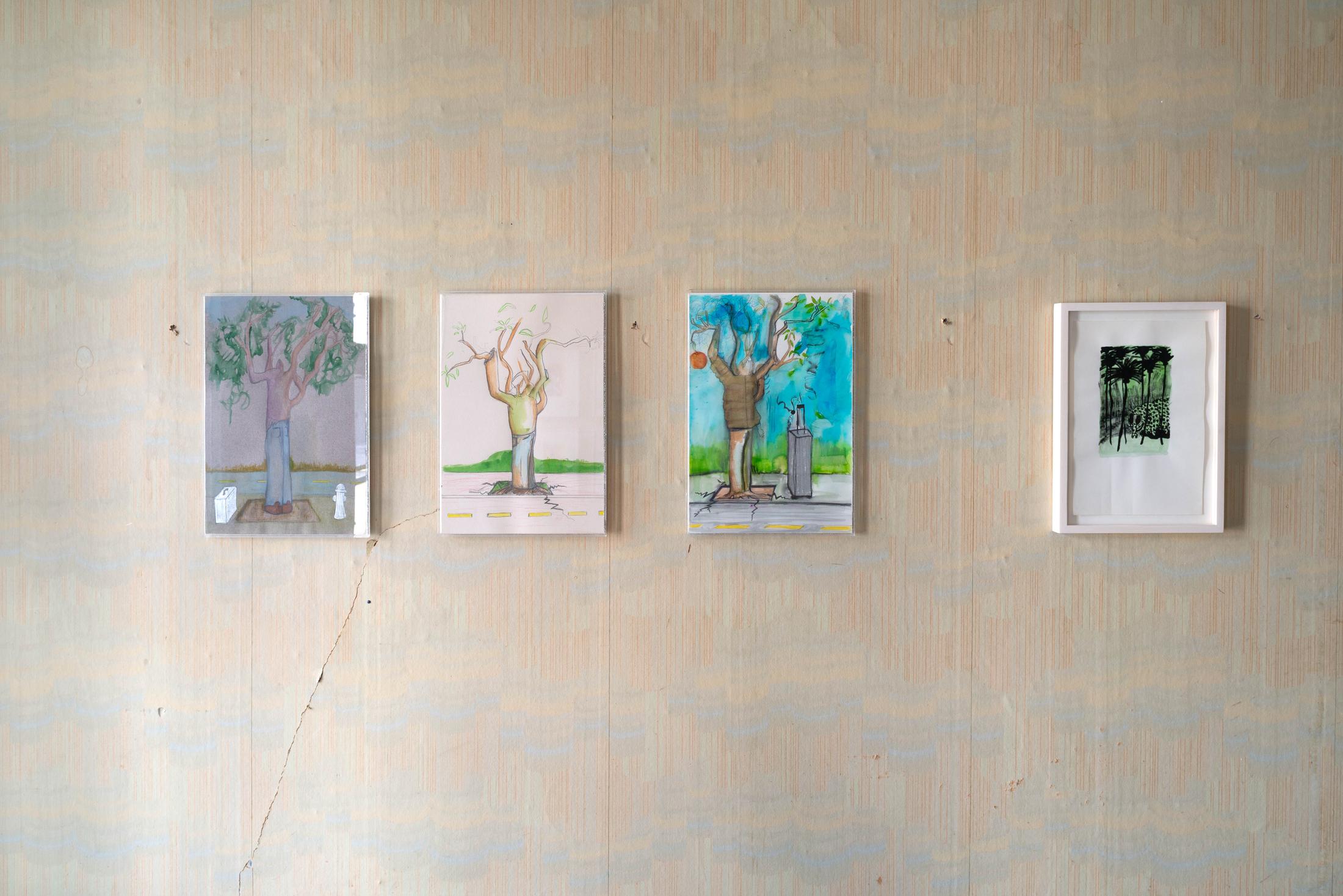 Exhibition View Groupshow «Watercolours, Chapter I» at Weiss Falk, Basel, 2020 / Photo: Flavio Karrer / Courtesy: the artists and Weiss Falk