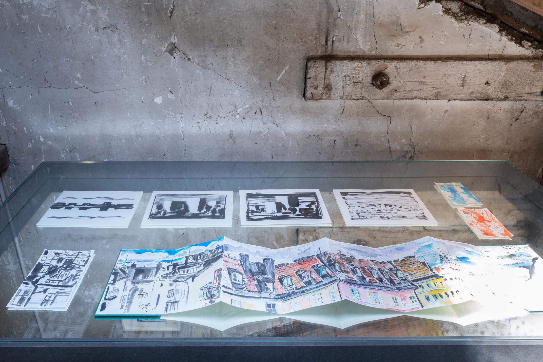 Exhibition View Groupshow «Watercolours, Chapter I» at Weiss Falk, Basel, 2020 / Photo: Flavio Karrer / Courtesy: the artists and Weiss Falk