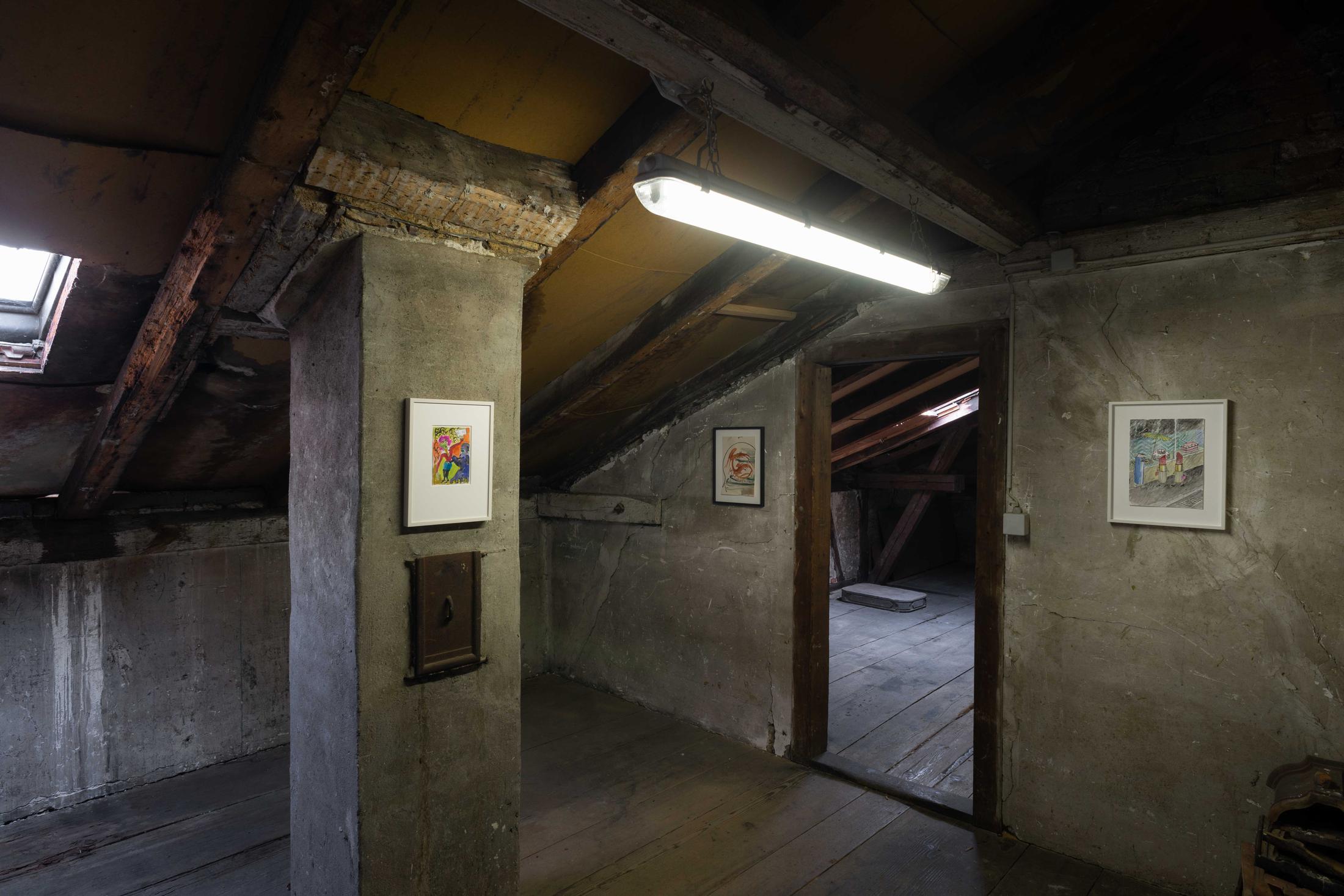 Exhibition View Groupshow «Watercolours, Chapter I» at Weiss Falk, Basel, 2020 / Photo: Flavio Karrer / Courtesy: the artists and Weiss Falk